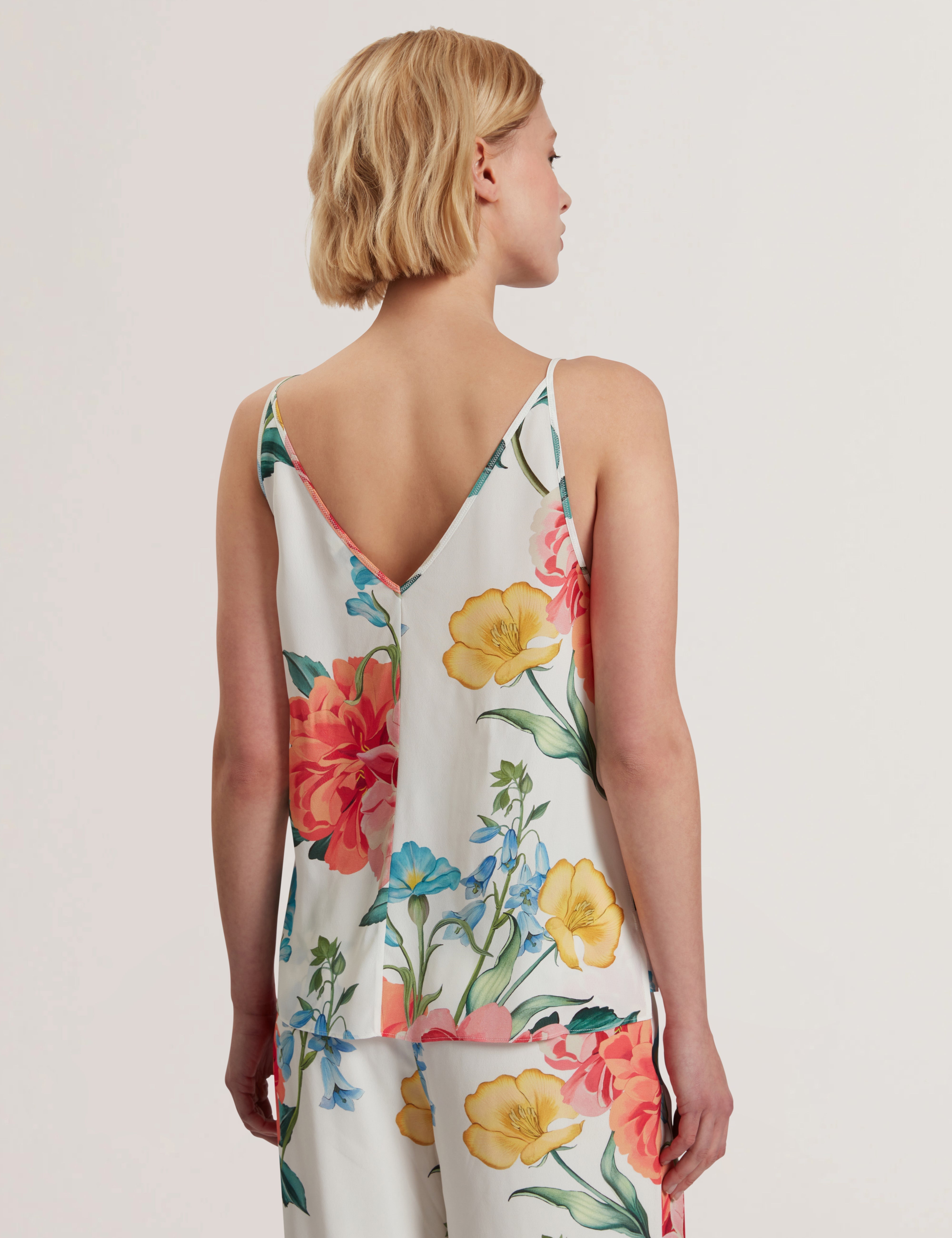 Purrla Scoop Neck Printed Cami White