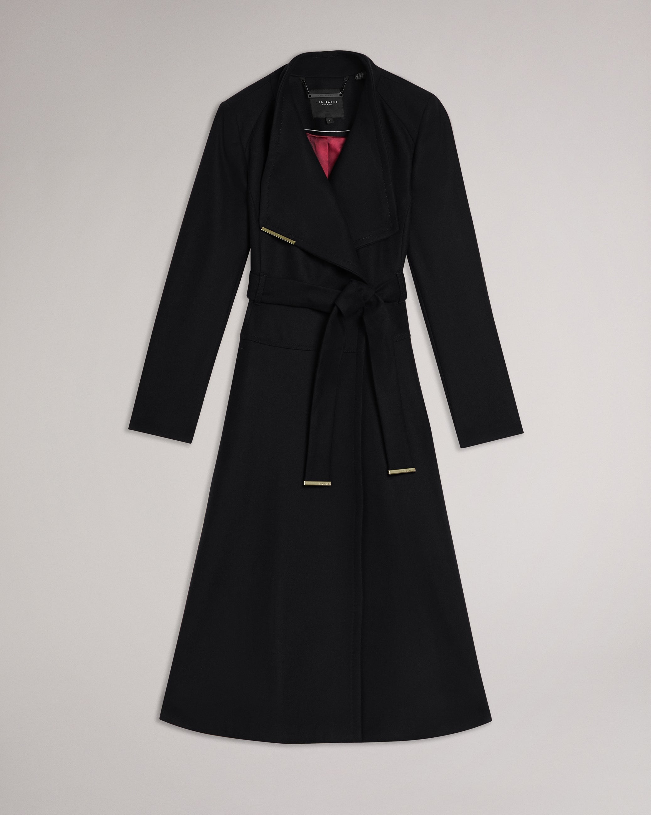 Roseika Midi Length Double Breasted Coat With Skirt Black