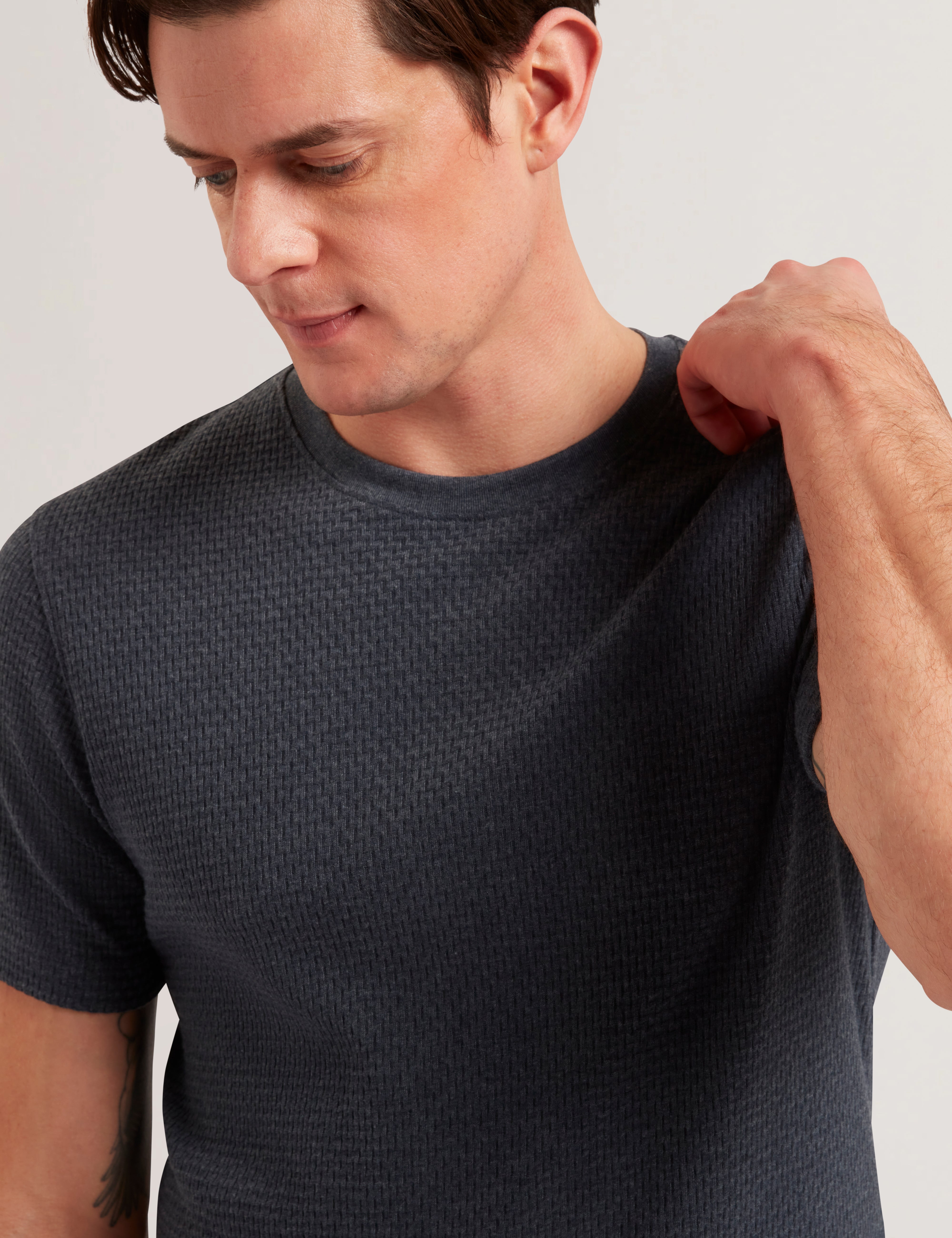 Curlys Short Sleeve Regular Textured T-Shirt Navy