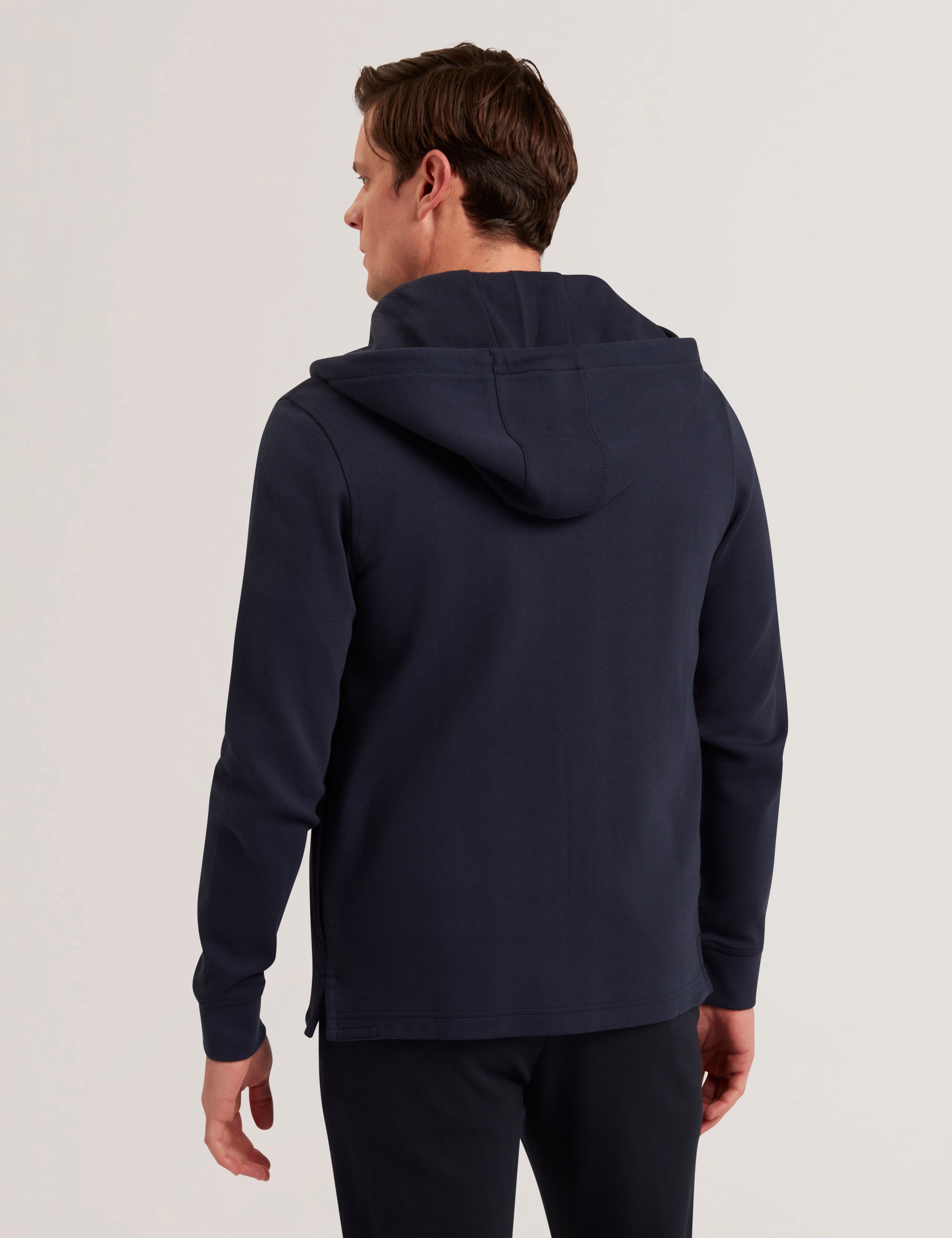 Druski Two-Way Zip Herringbone Hoodie Navy