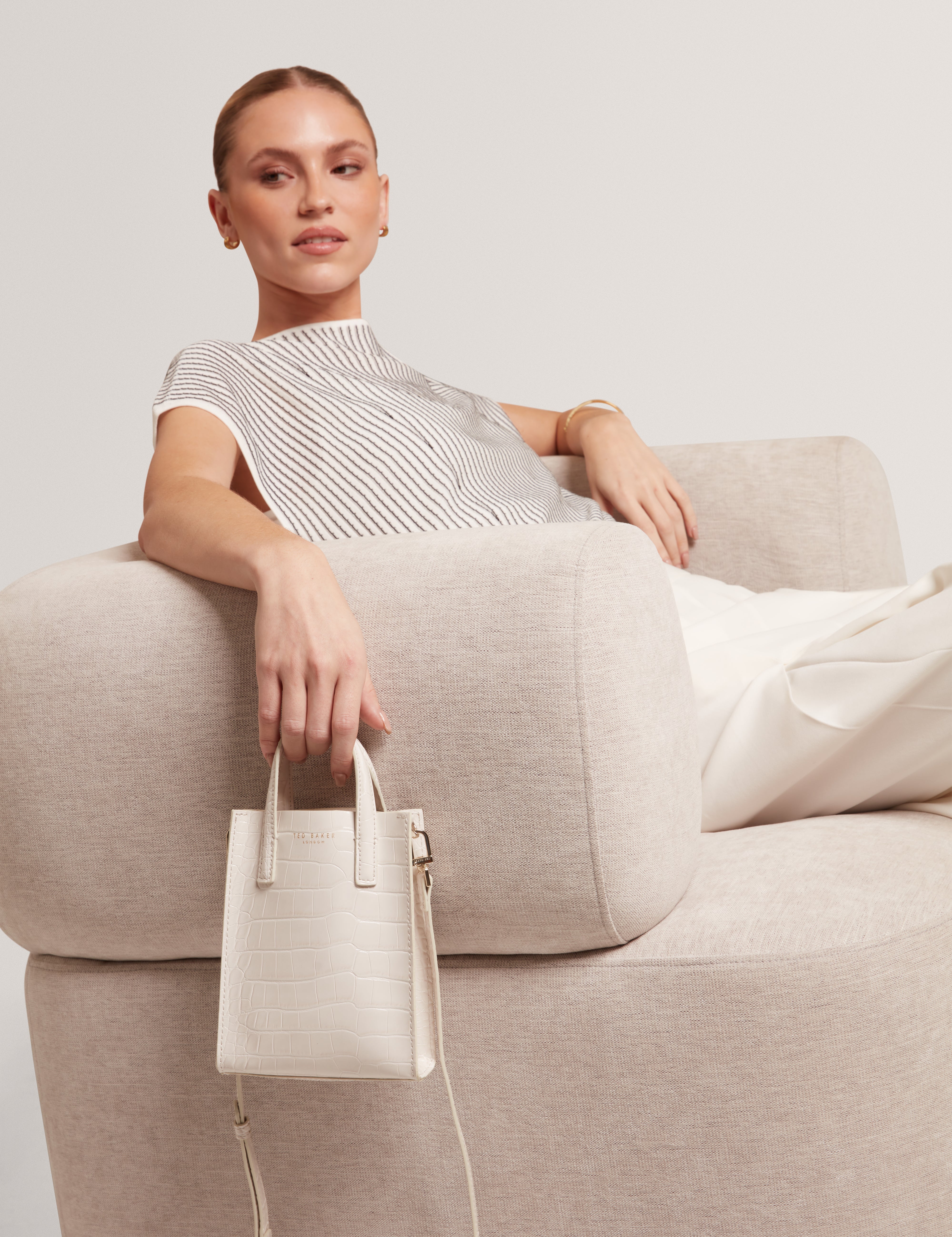Wenissa Croc Effect Small Icon Bag Ivory