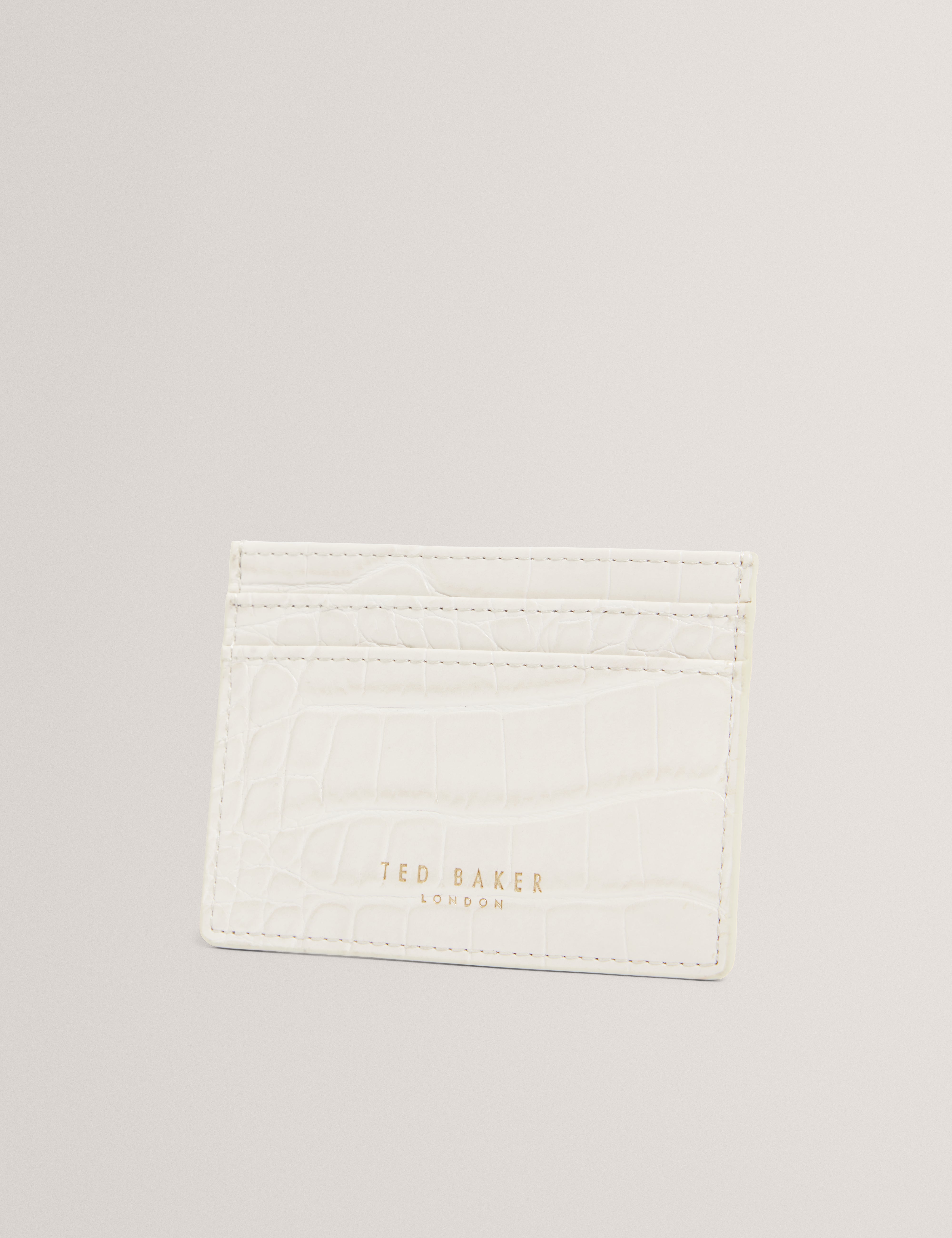 حامل بطاقات فارينيا بتأثير جلد التمساح، لون عاجي