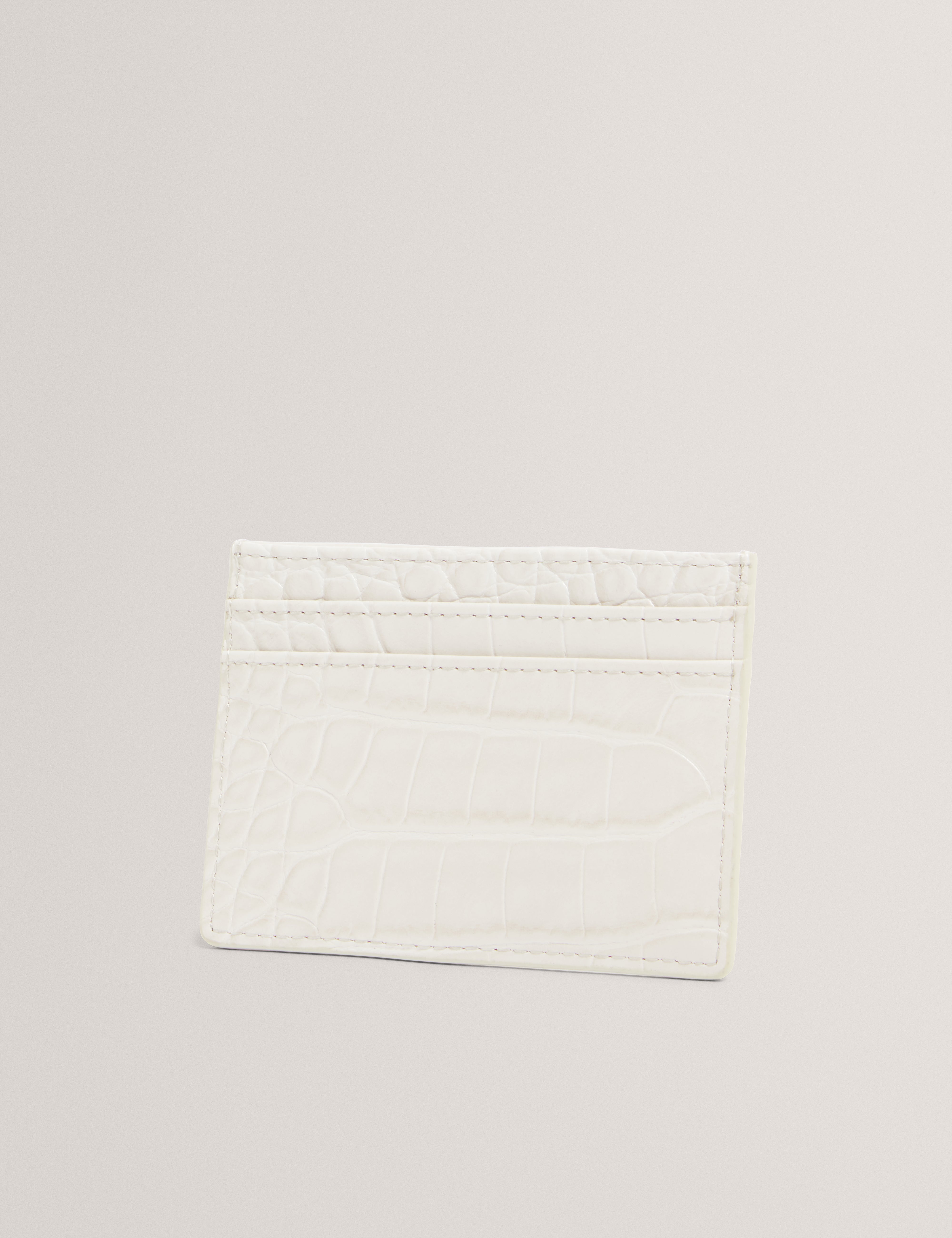 حامل بطاقات فارينيا بتأثير جلد التمساح، لون عاجي