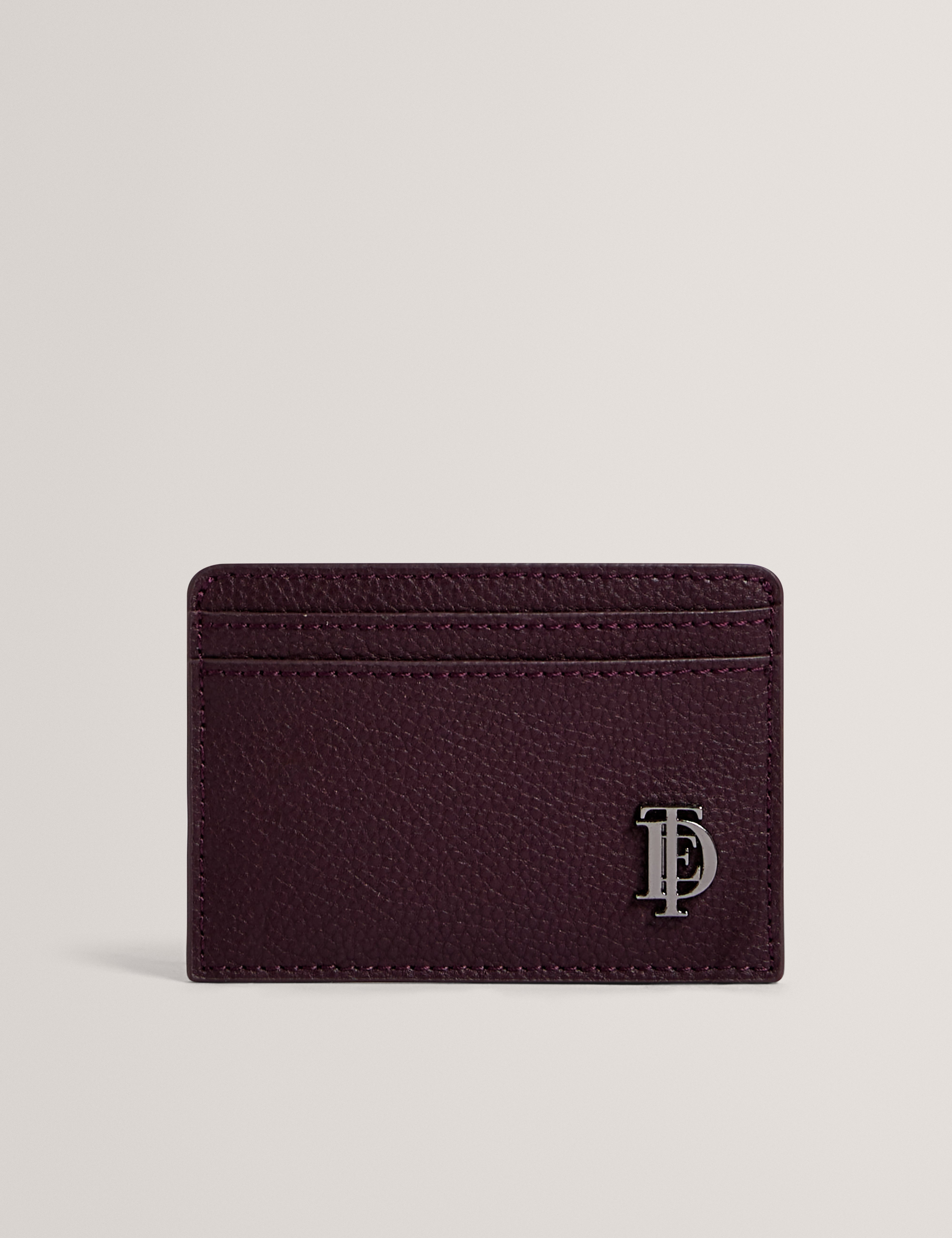 Parrin Pebbled Leather Cardholder Oxblood