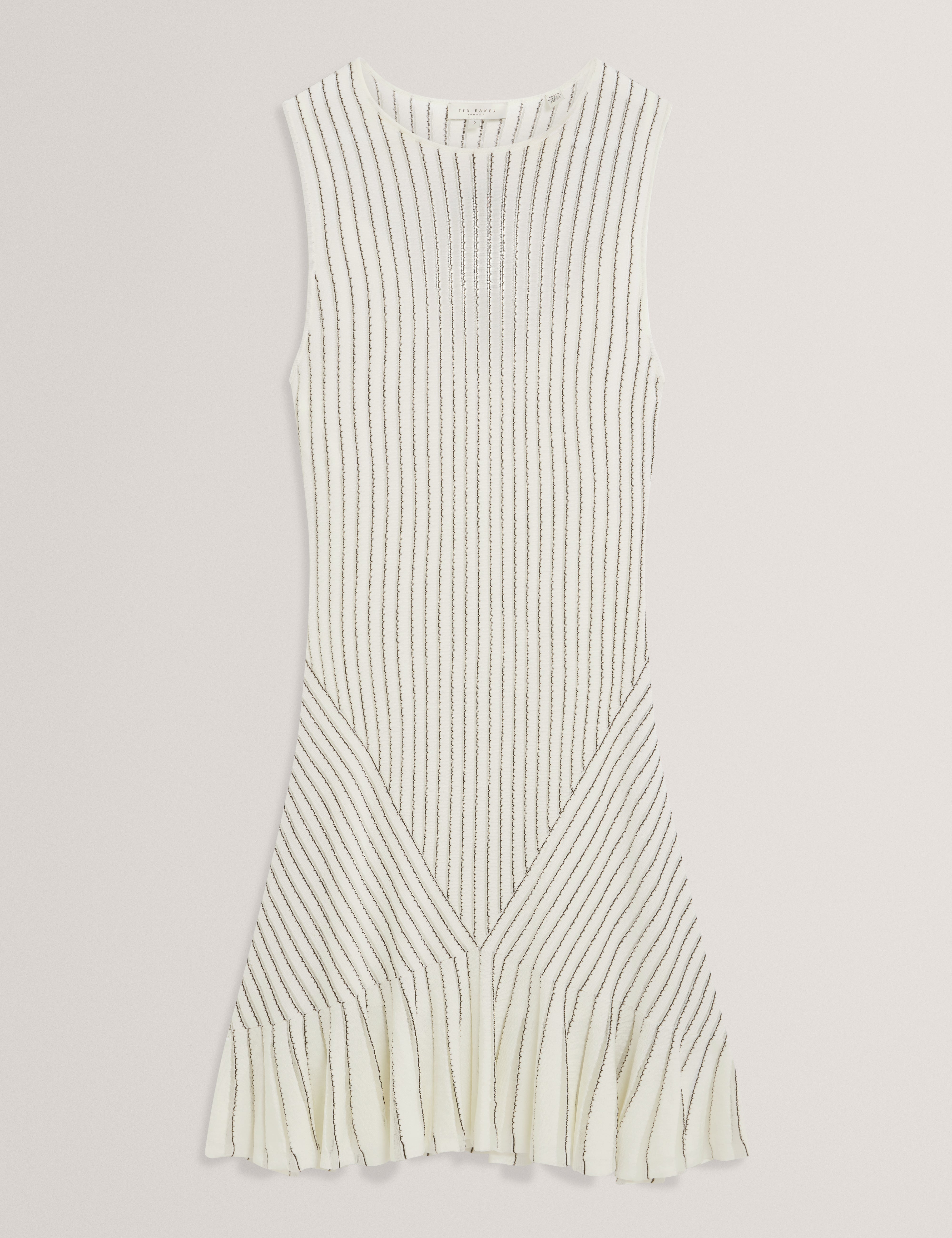 فستان قصير محبوك بتفاصيل غرزة إيريل، لون عاجي