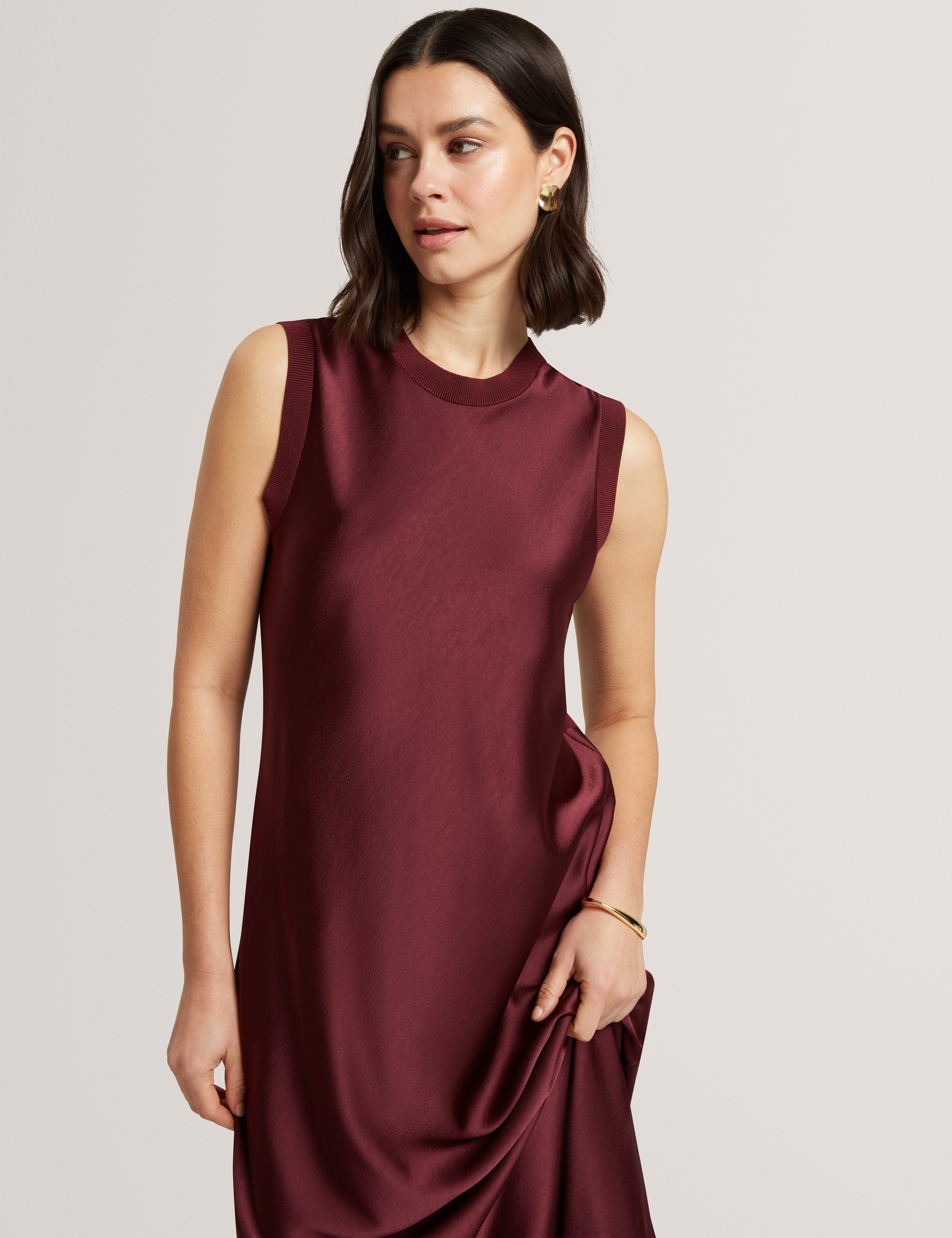 Blaaza Maxi Dress With Knitted Back Oxblood