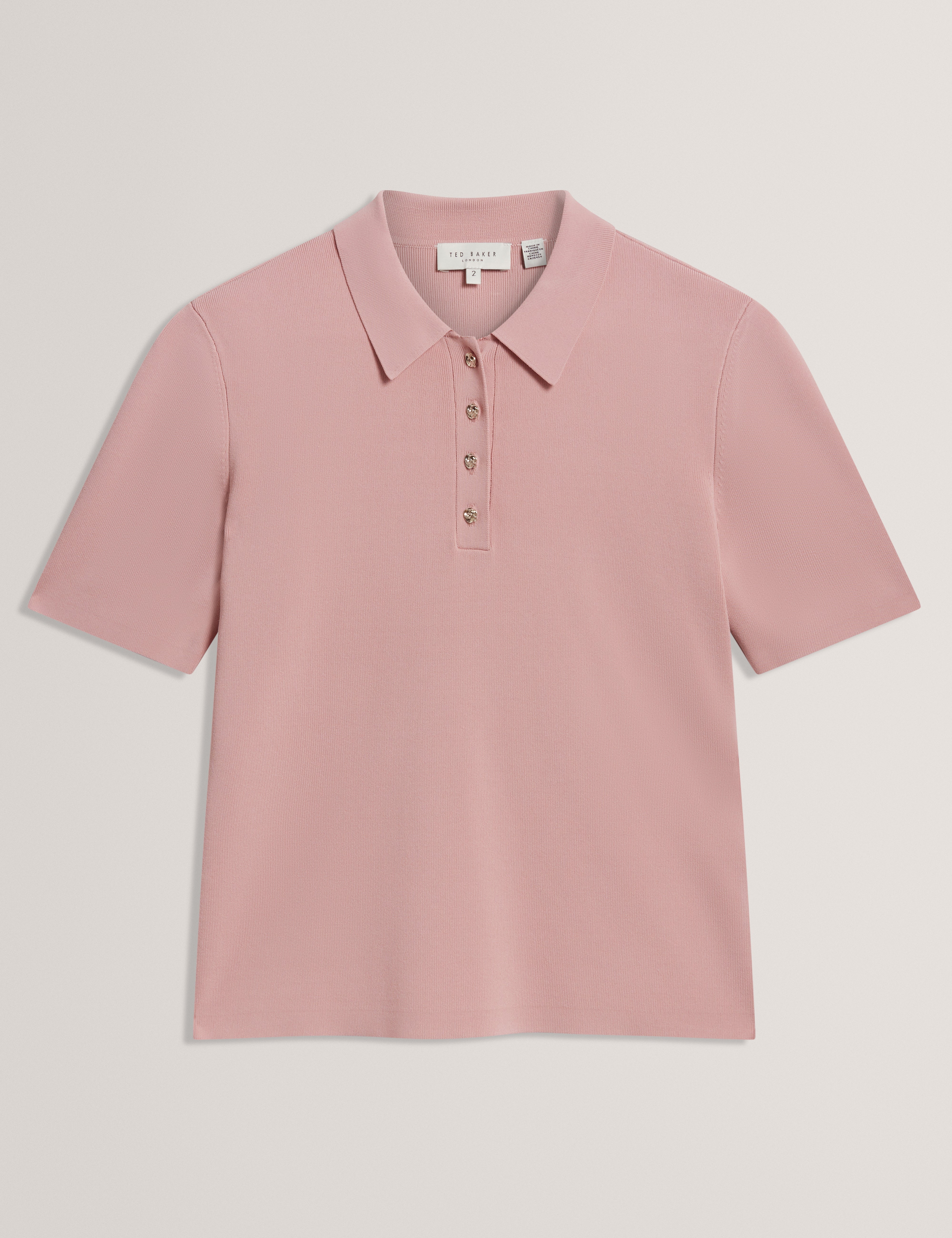 Elbeth Knitted Short Sleeve Polo Dusky-Pink