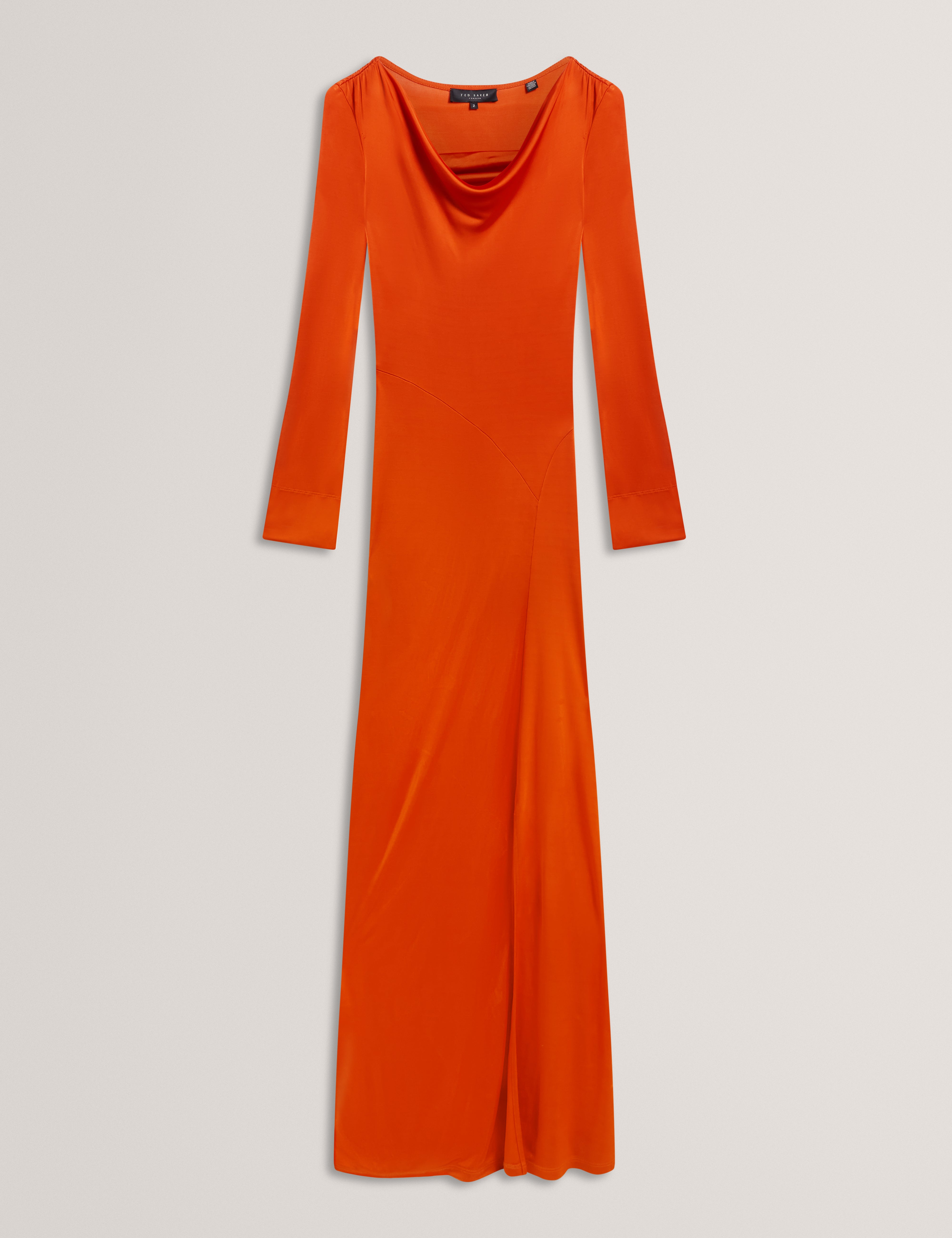 فستان أيانا متوسط ​​الطول بياقة واسعة - أحمر فاقع