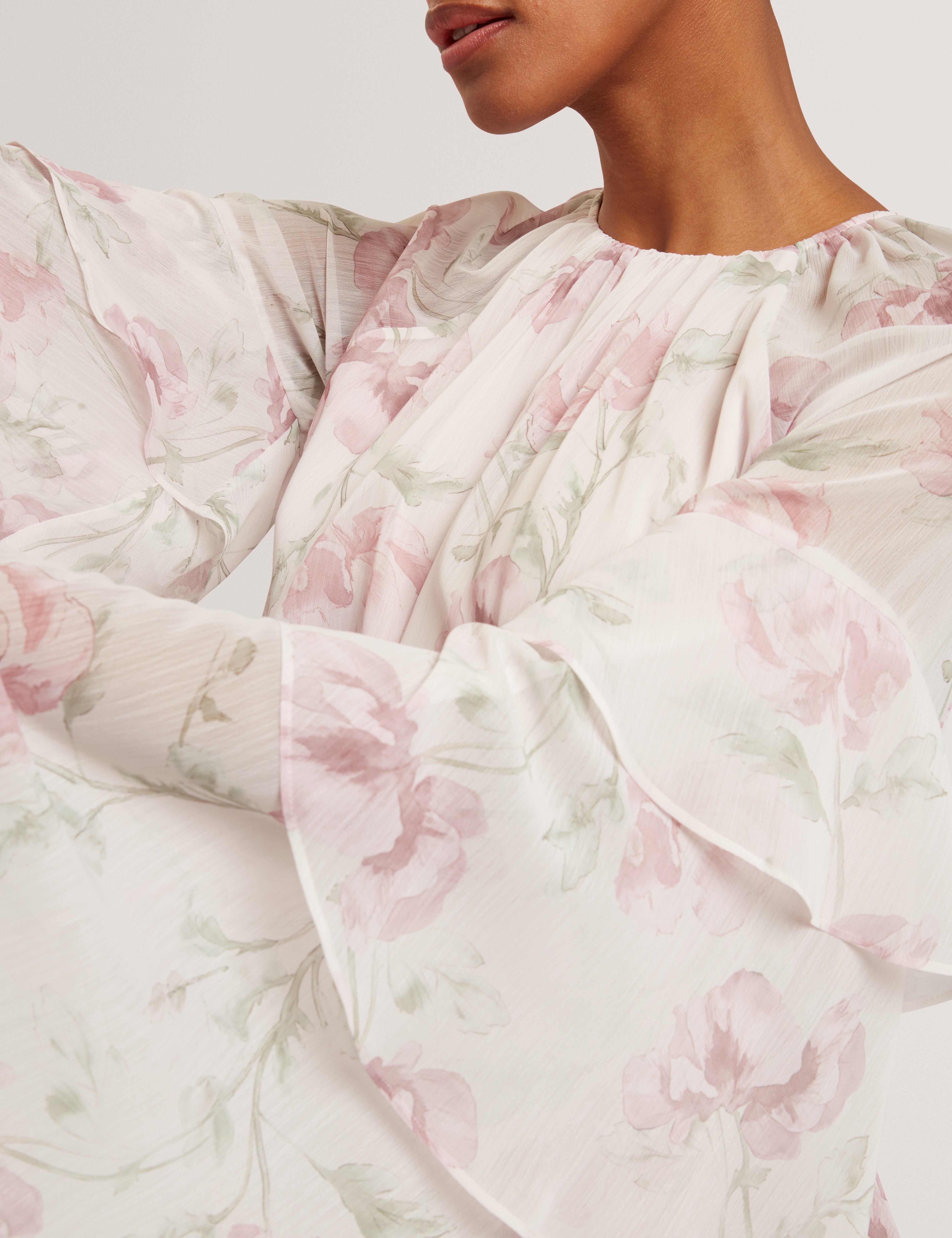 Mahliia Floral Print Tiered Mini Dress Pl-Pink