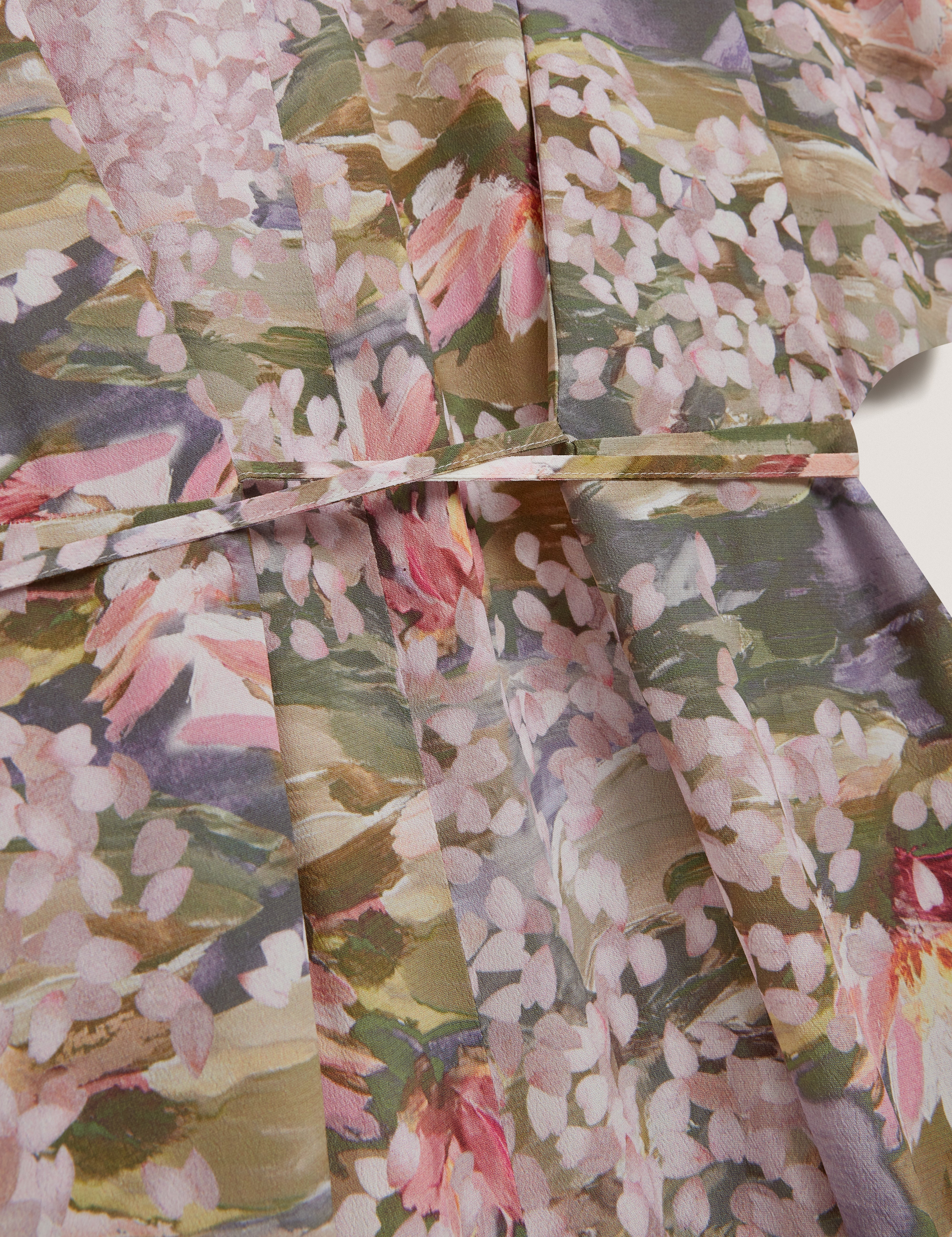 Zarlah Printed Tie Detail Midi Shirt Dress Pink