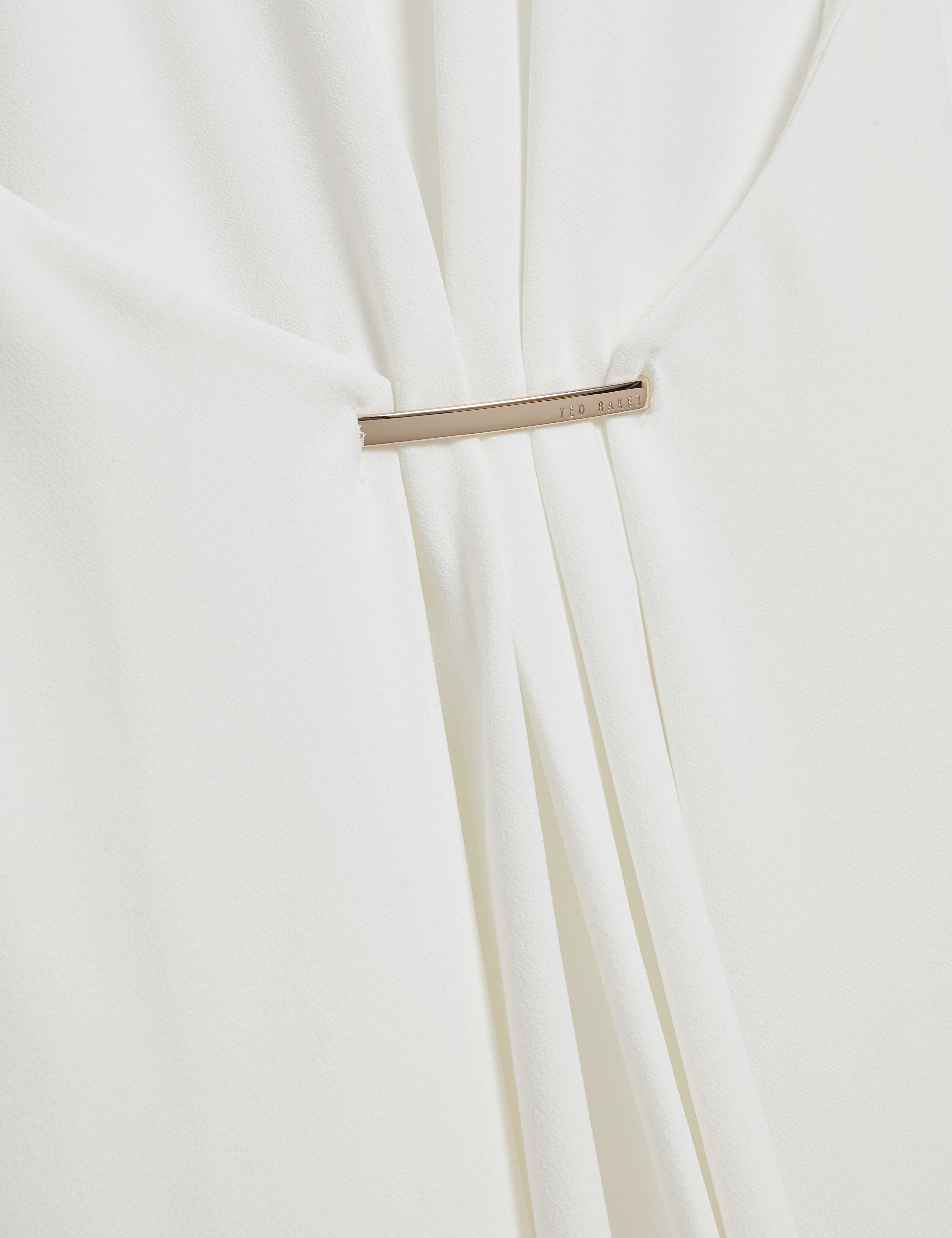 Miyaka Midi Dress With Bar Detail Ivory