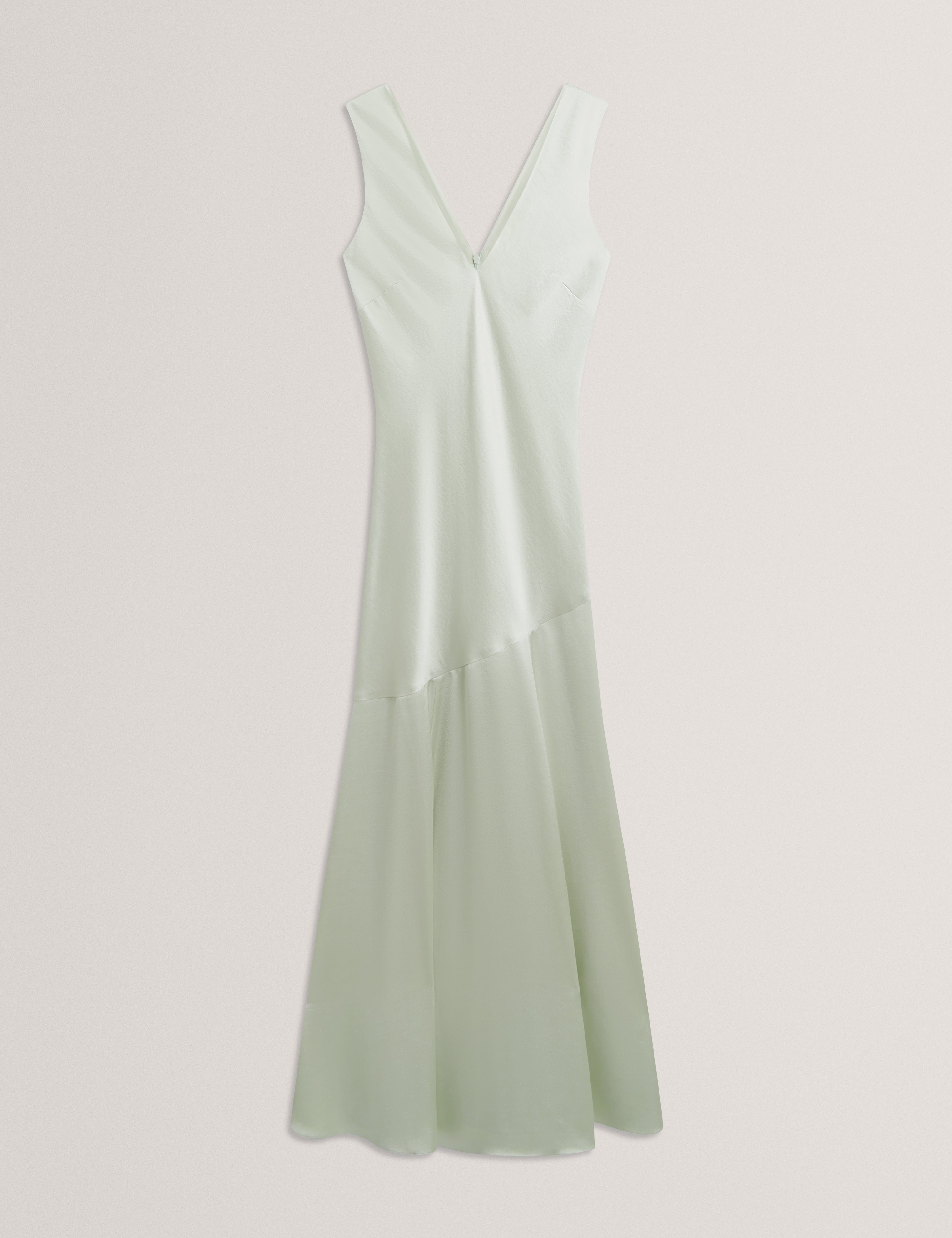 Sanari V Neck Maxi Dress With Diagonal Seam Mid-Green