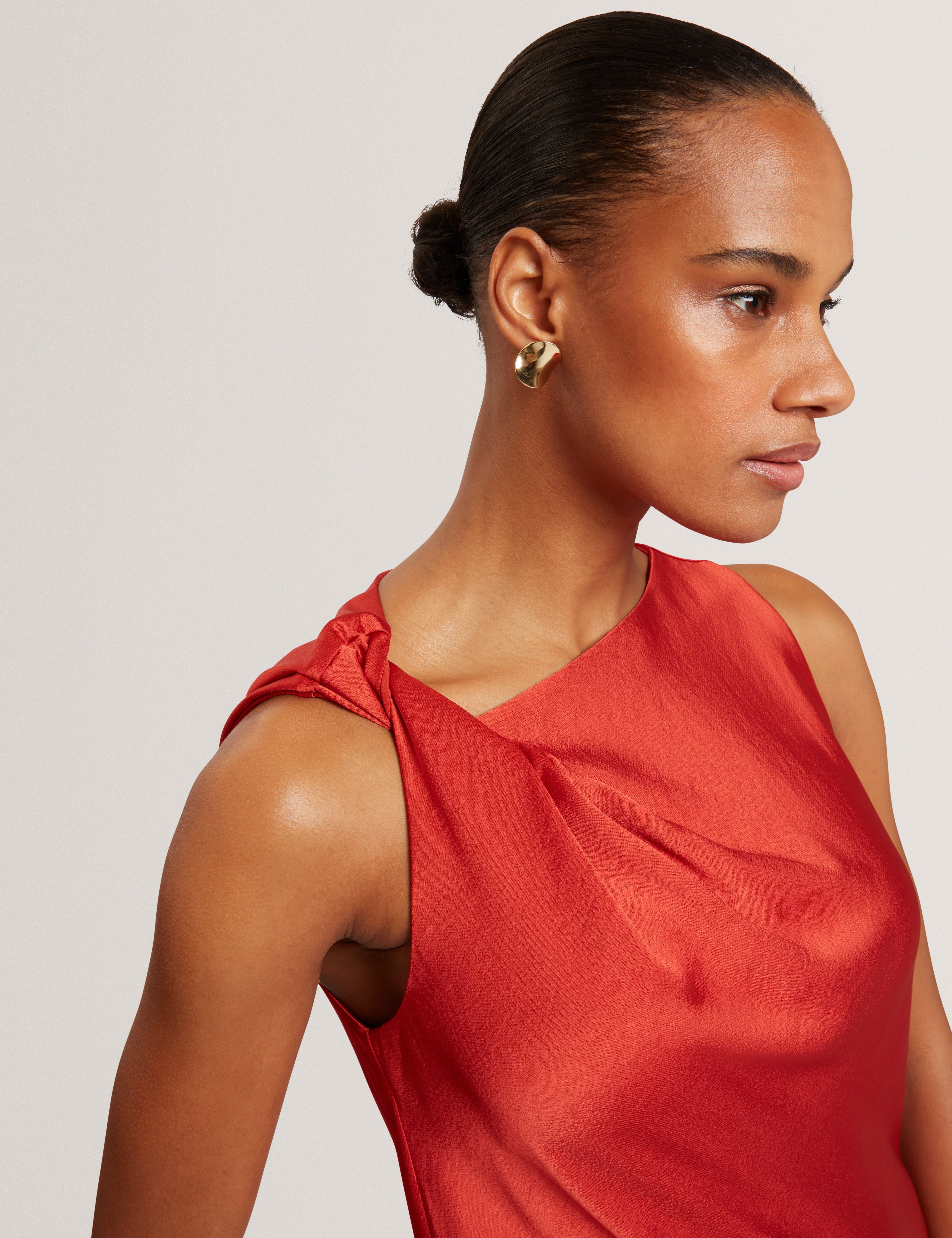 Elouize Twist Detail Midi Dress Brt-Red