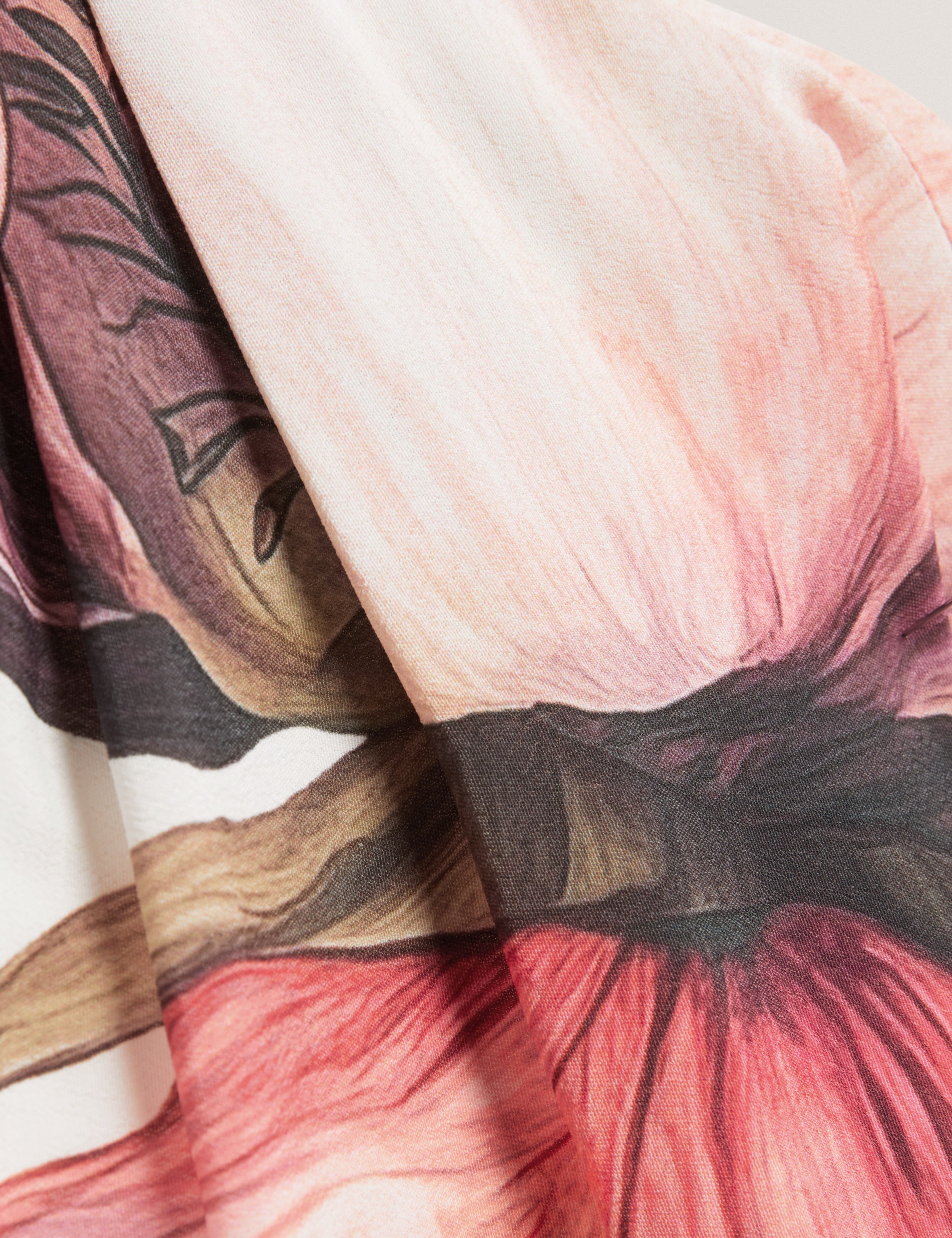 Joleene Printed Wrap Tie Detail Long Sleeve Blouse Ivory