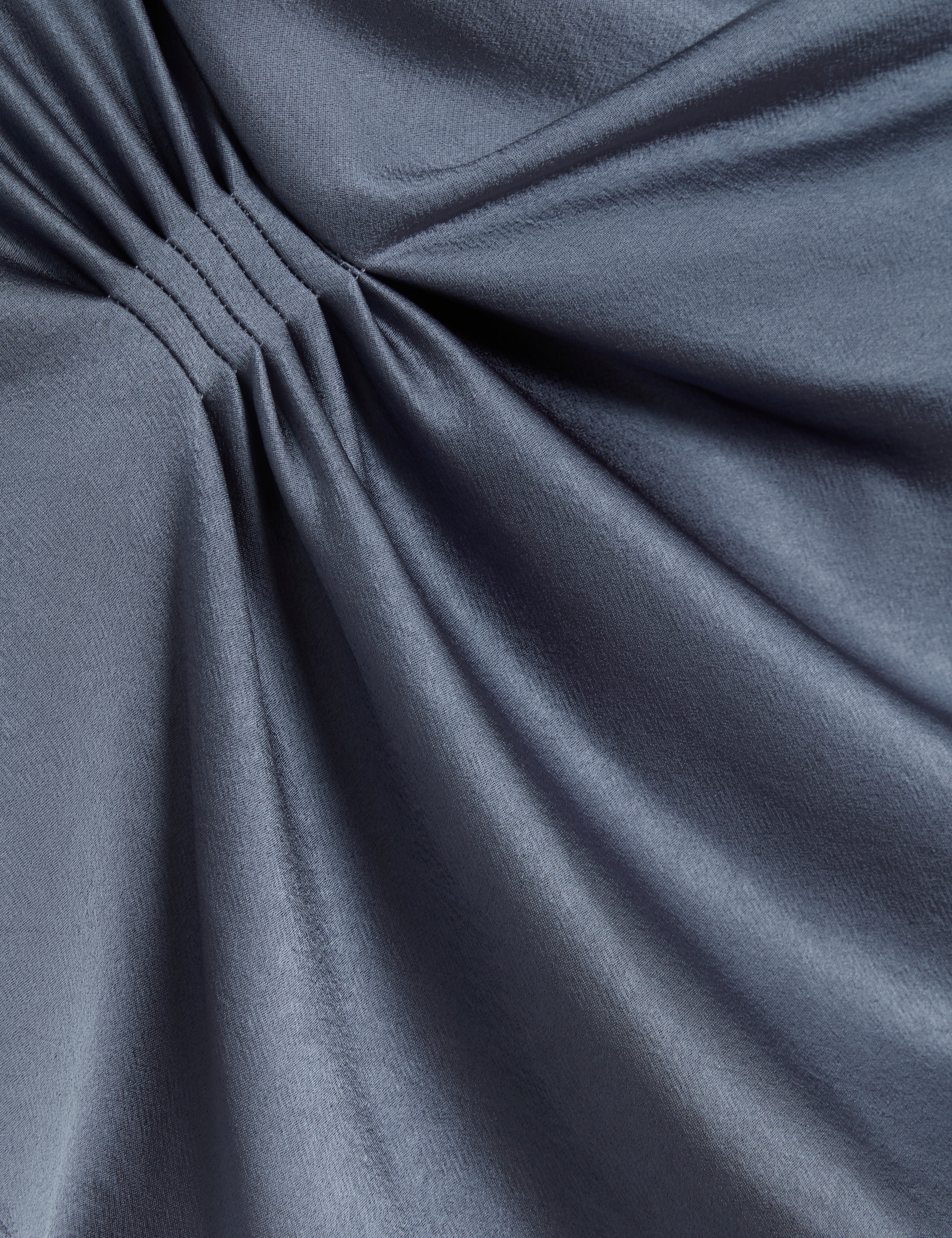 فستان داشا متوسط ​​الطول بياقة منسدلة وقصة مائلة، رمادي