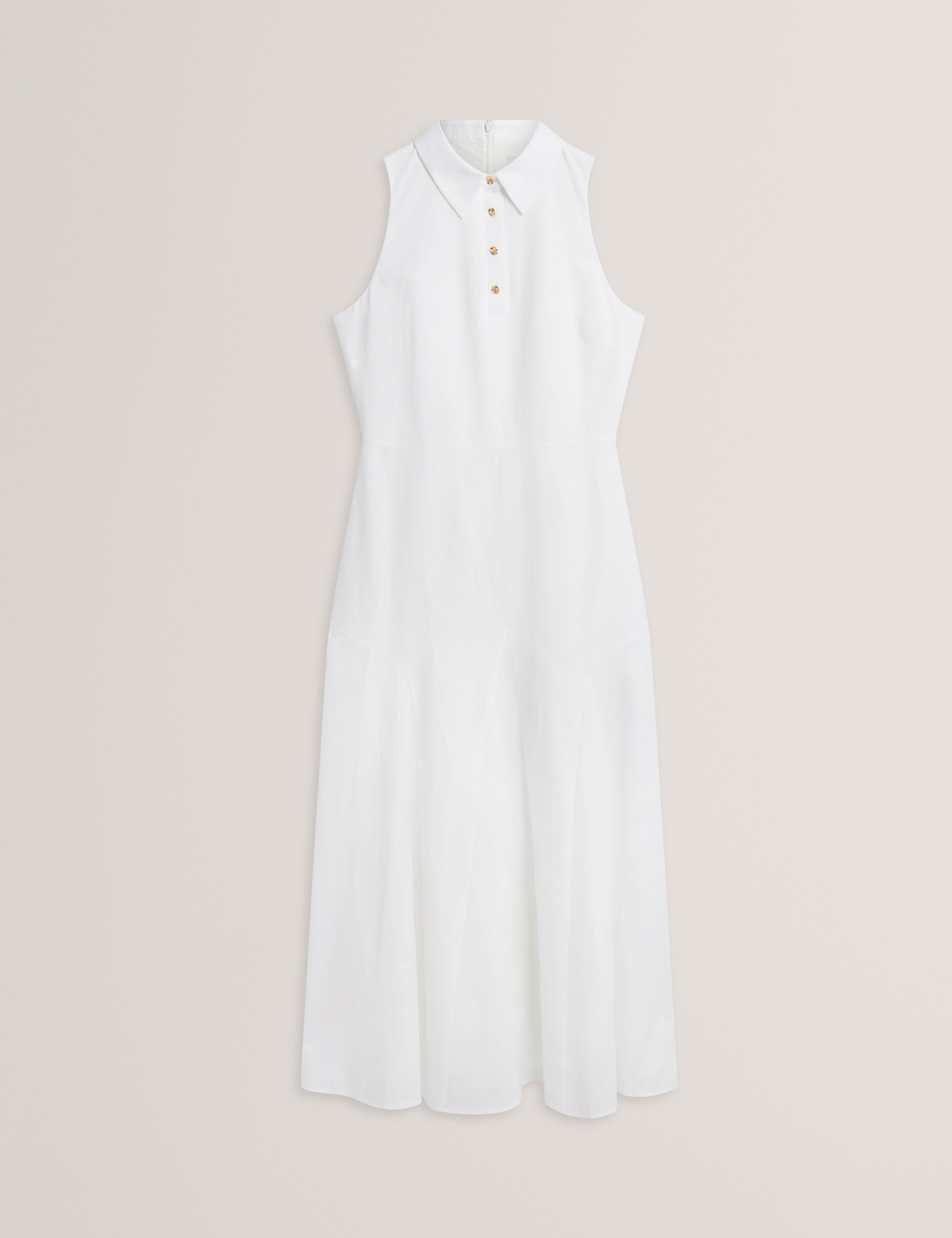 فستان بولو متوسط ​​الطول بدون أكمام من ميها، لون عاجي