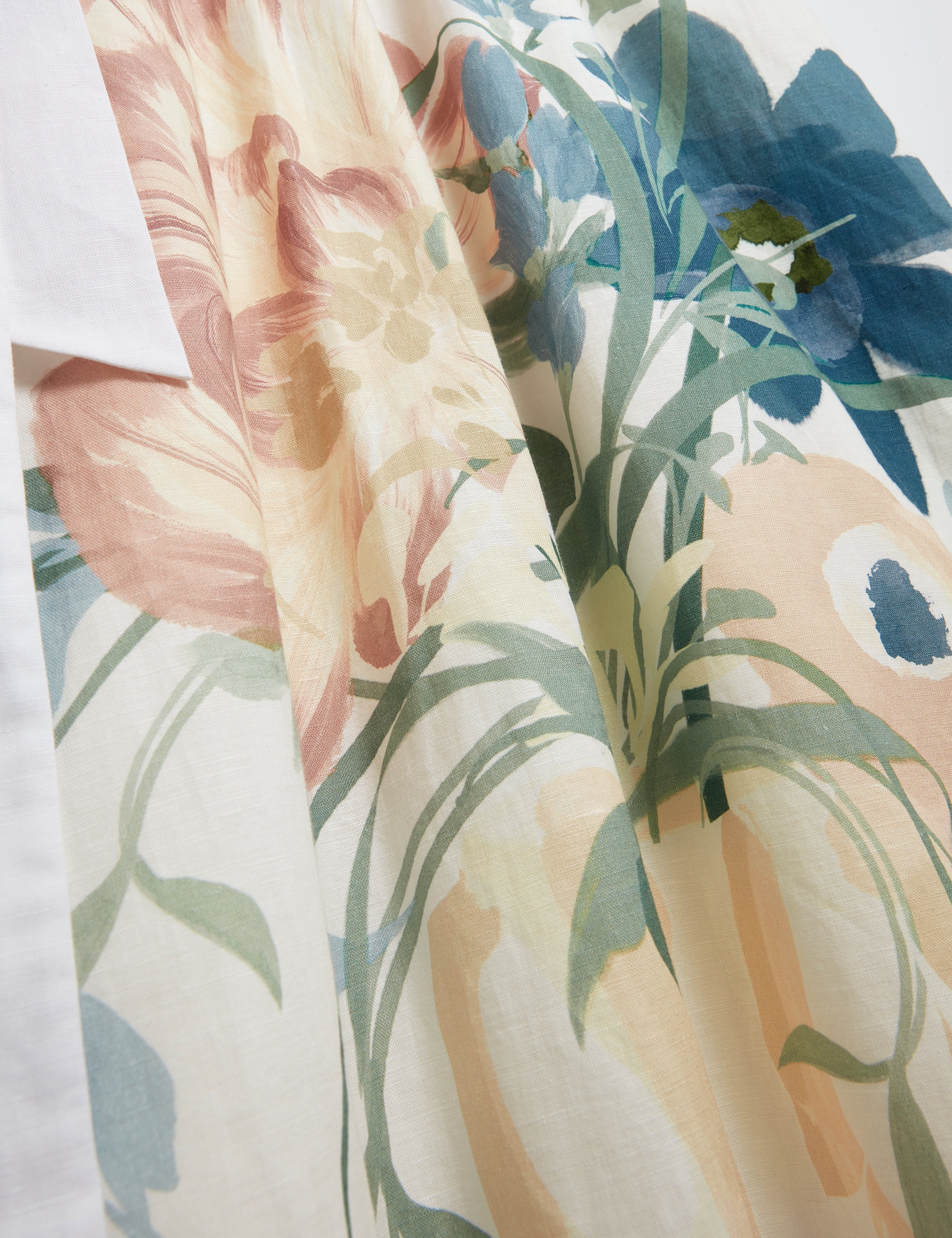 Gemha Tie Waist Floral Midi Sundress Ivory