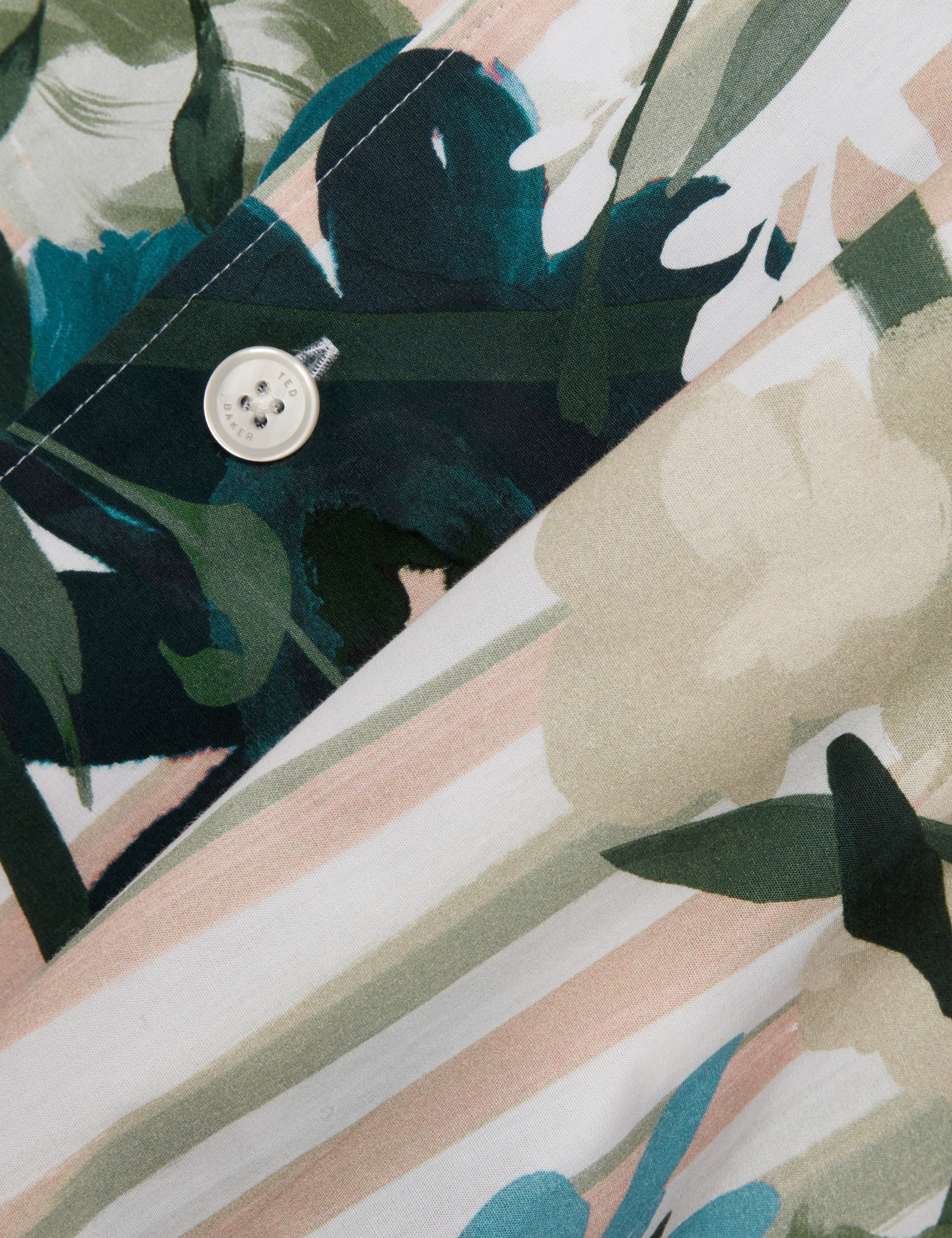 Anukis Short Sleeve Placement Floral Stripe Mid-Pink