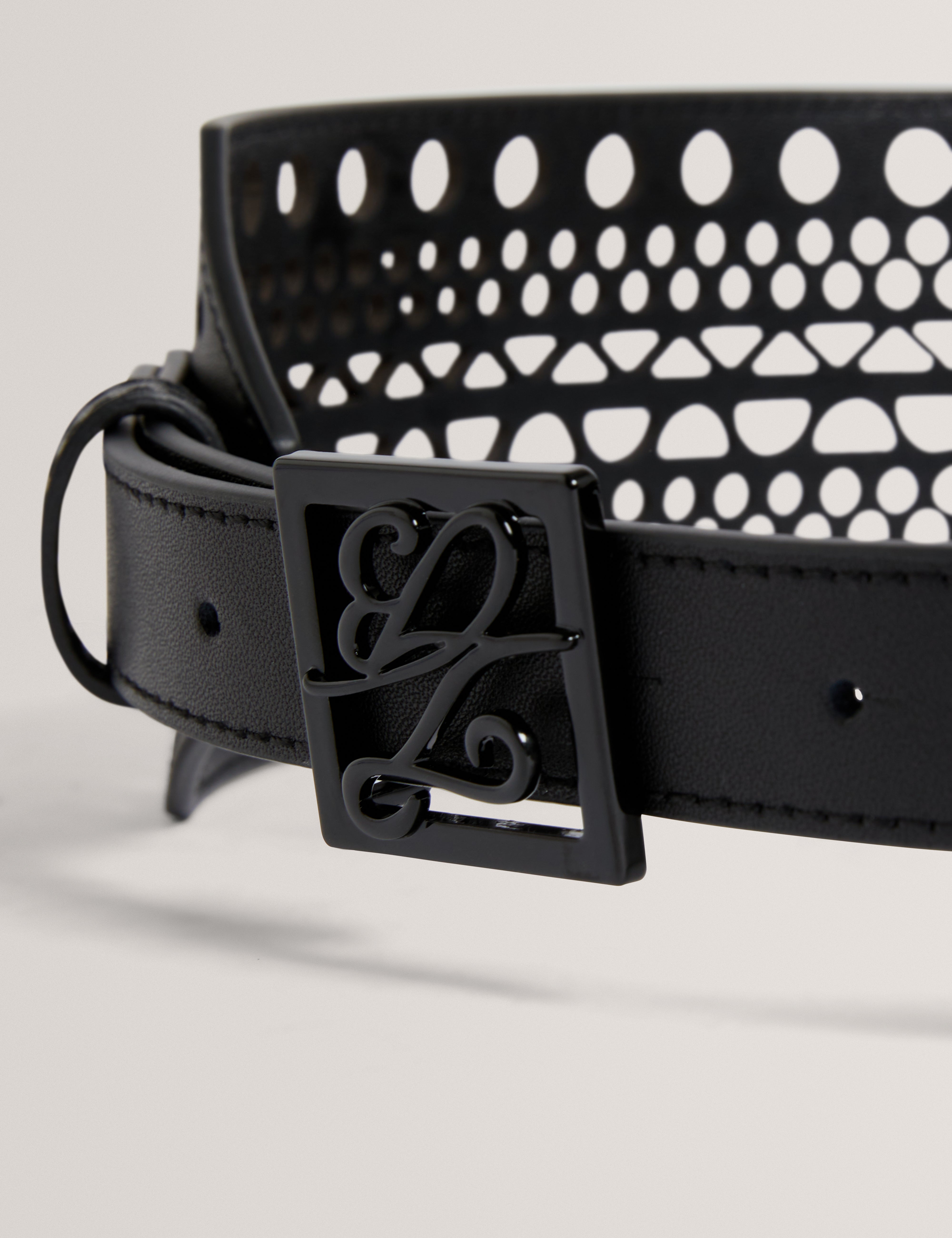 Annalea Laser Cut Tb Script Detail Waist Belt Black