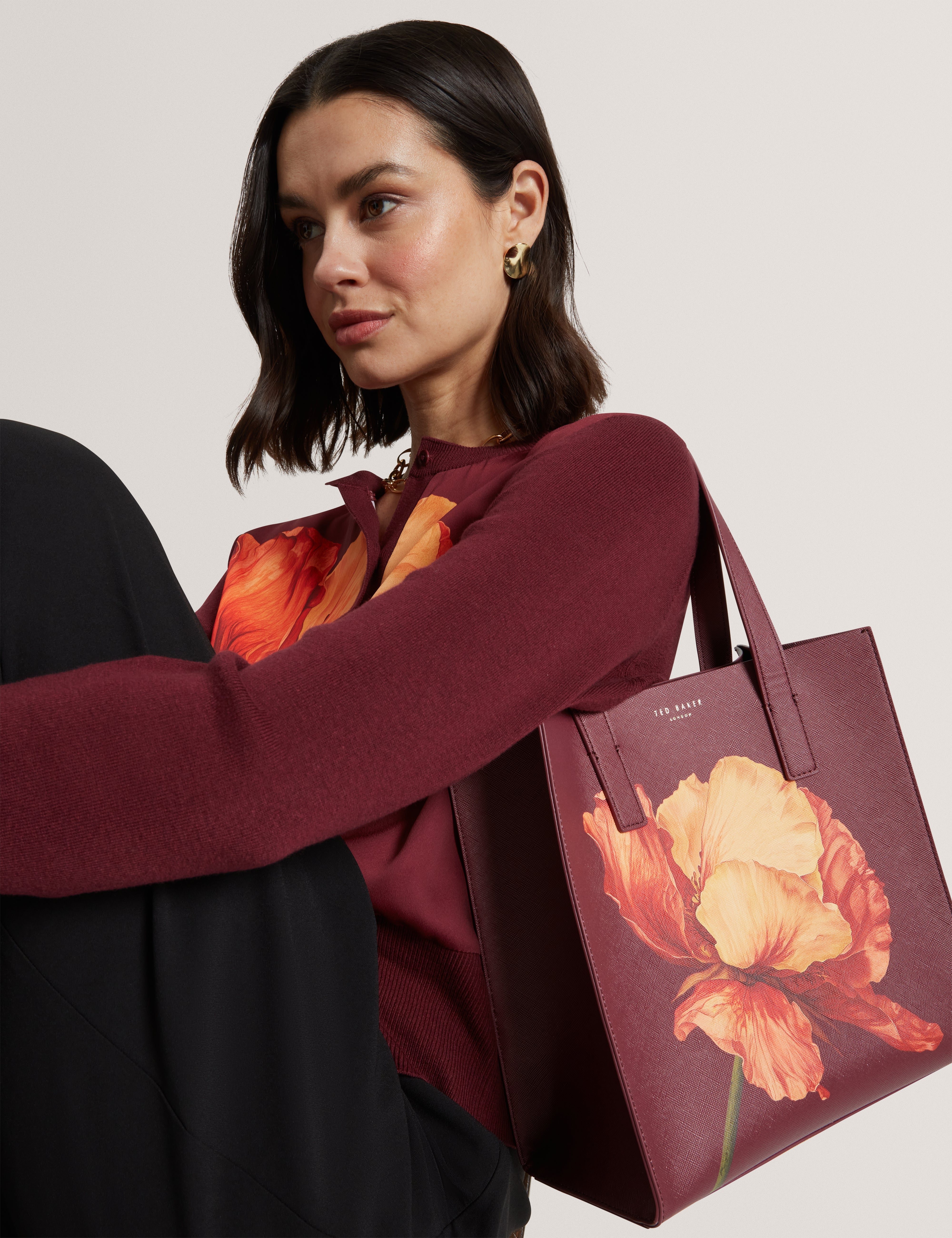 Shimina Printed Flower Small Icon Bag Wine