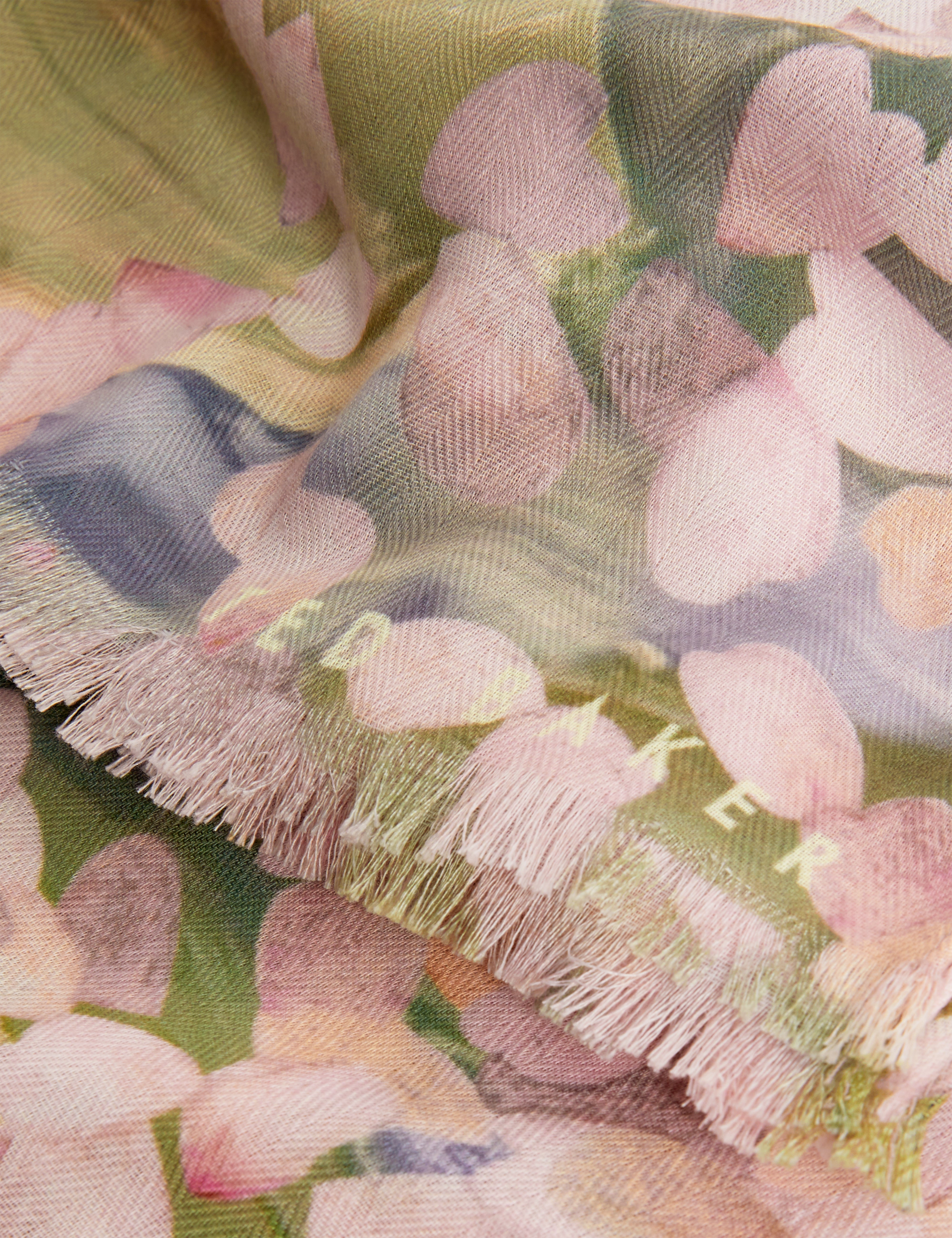 Orlaae Floral Print Woven Scarf Pink