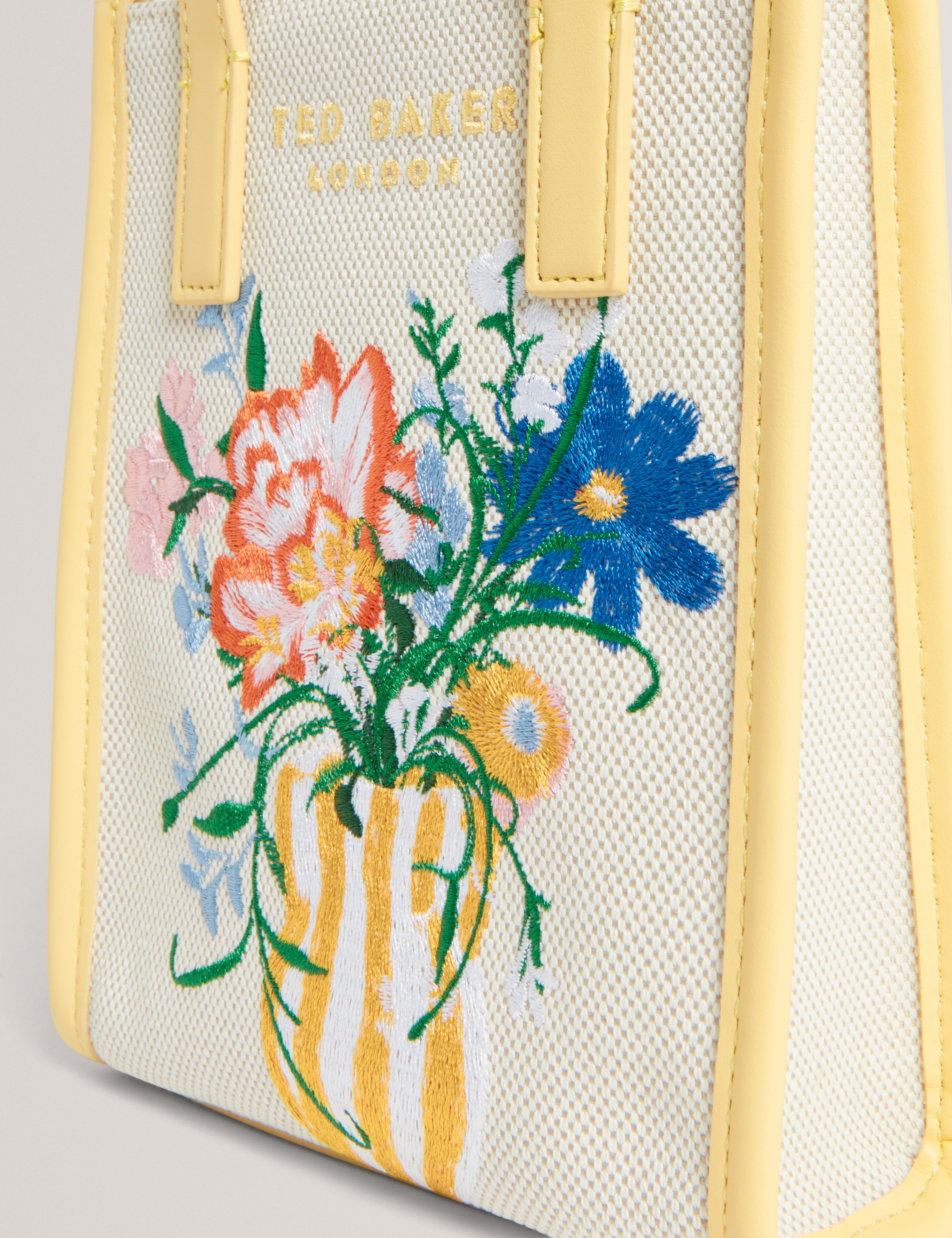 Floscon Canvas Embroidered Mini Floral Icon Bag Natural