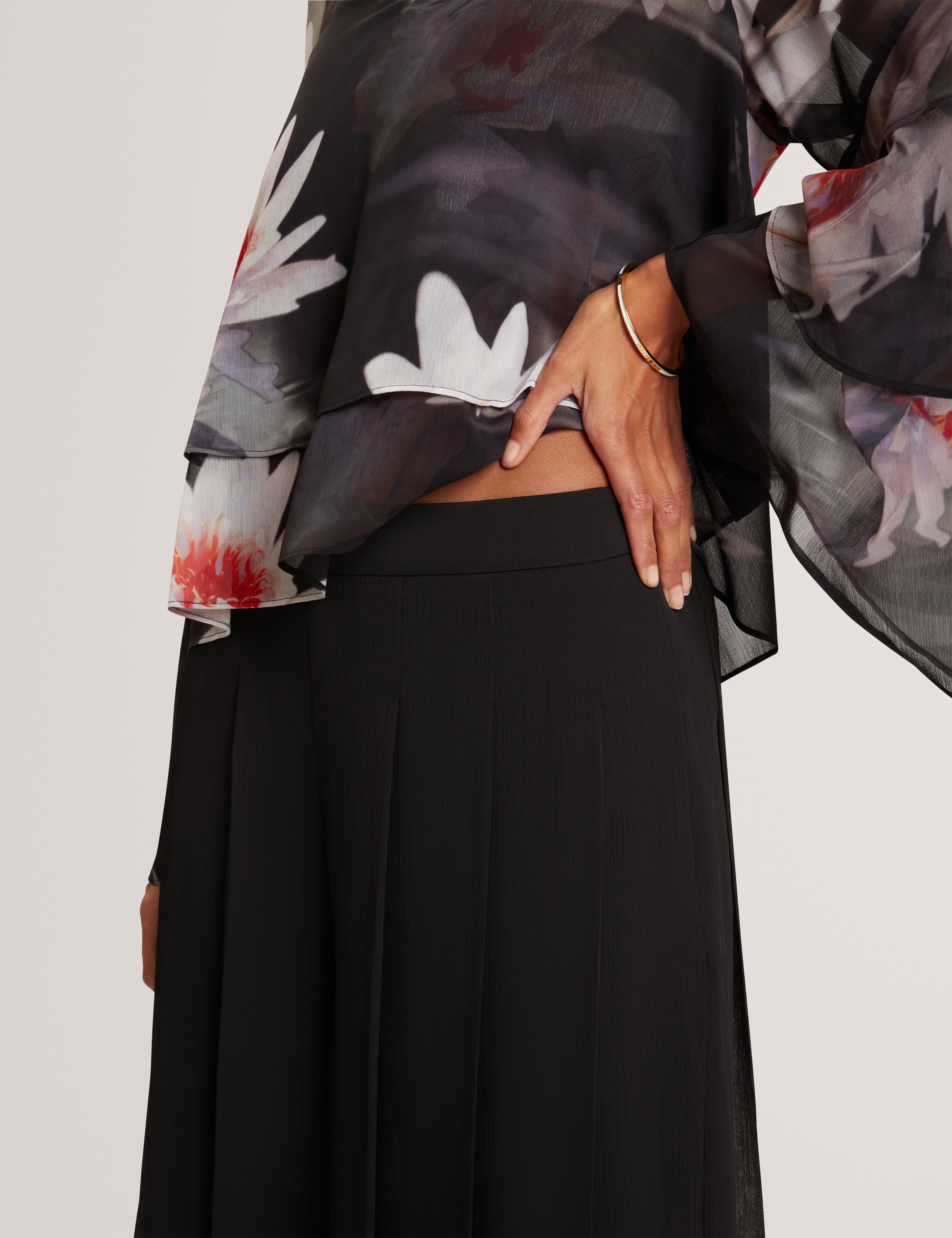 Antera Pleated Wide Leg Trouser Black