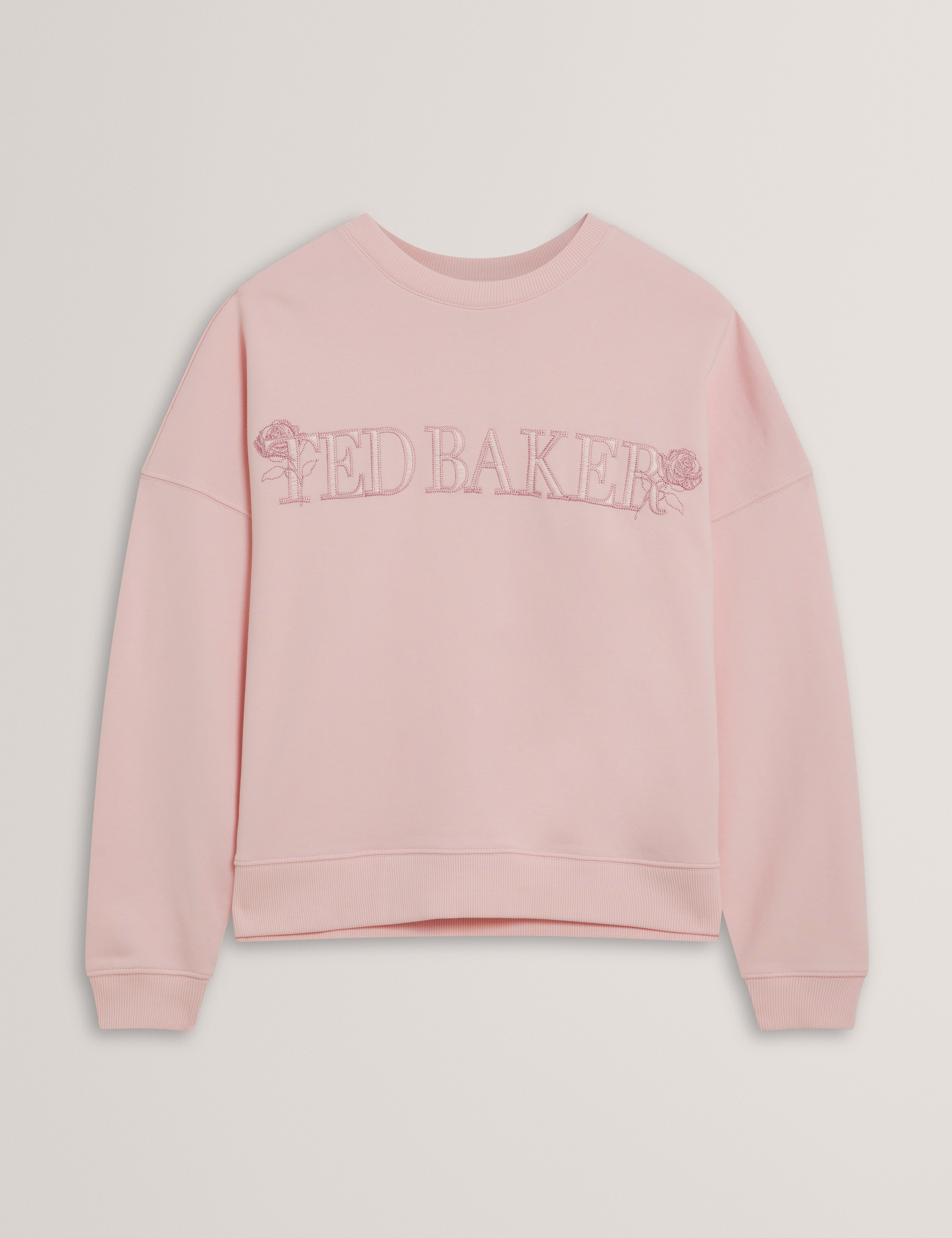 Tanlie Branded Embroidery Sweatshirt Pink