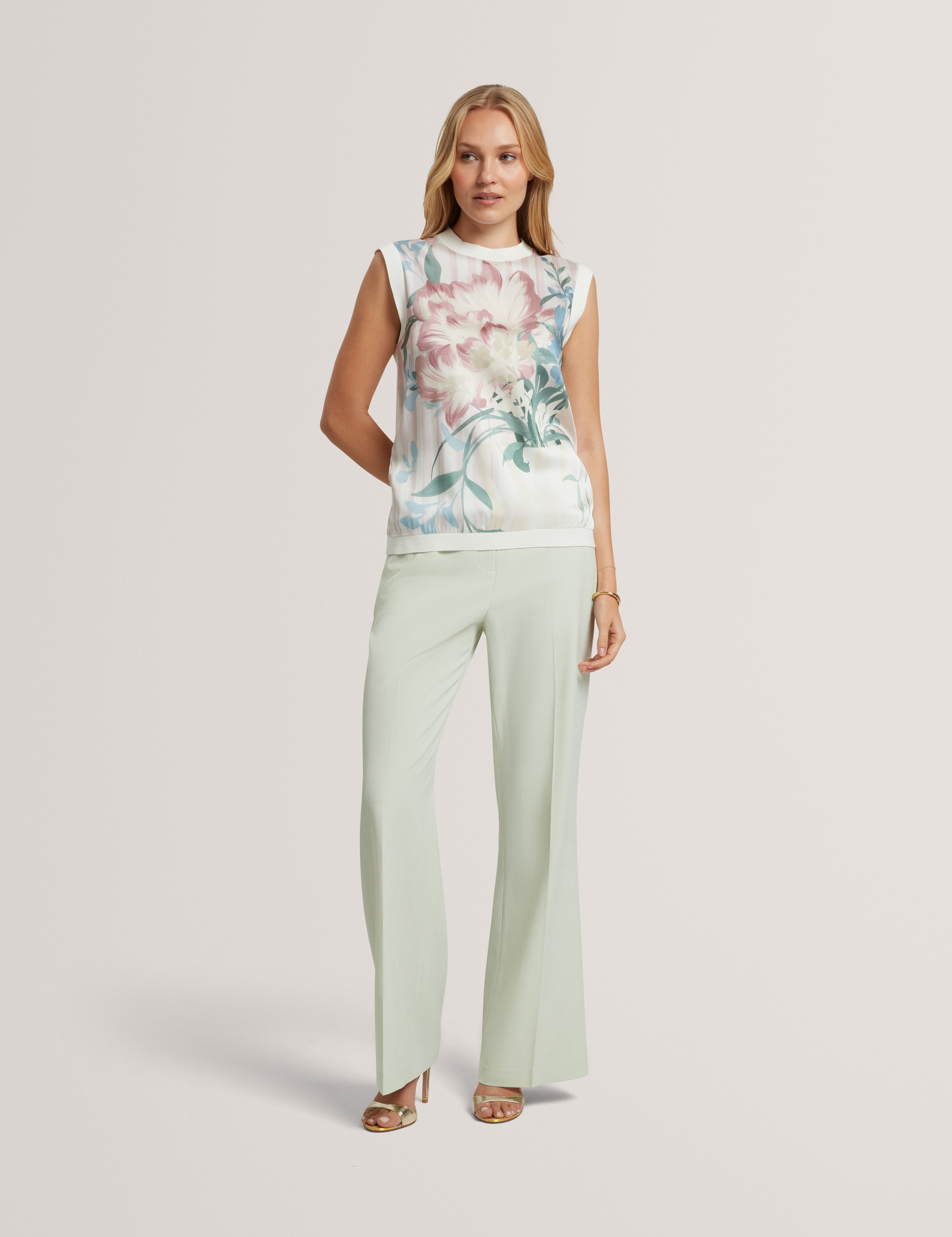 Pavonia Printed Woven Front Tank Top Pink