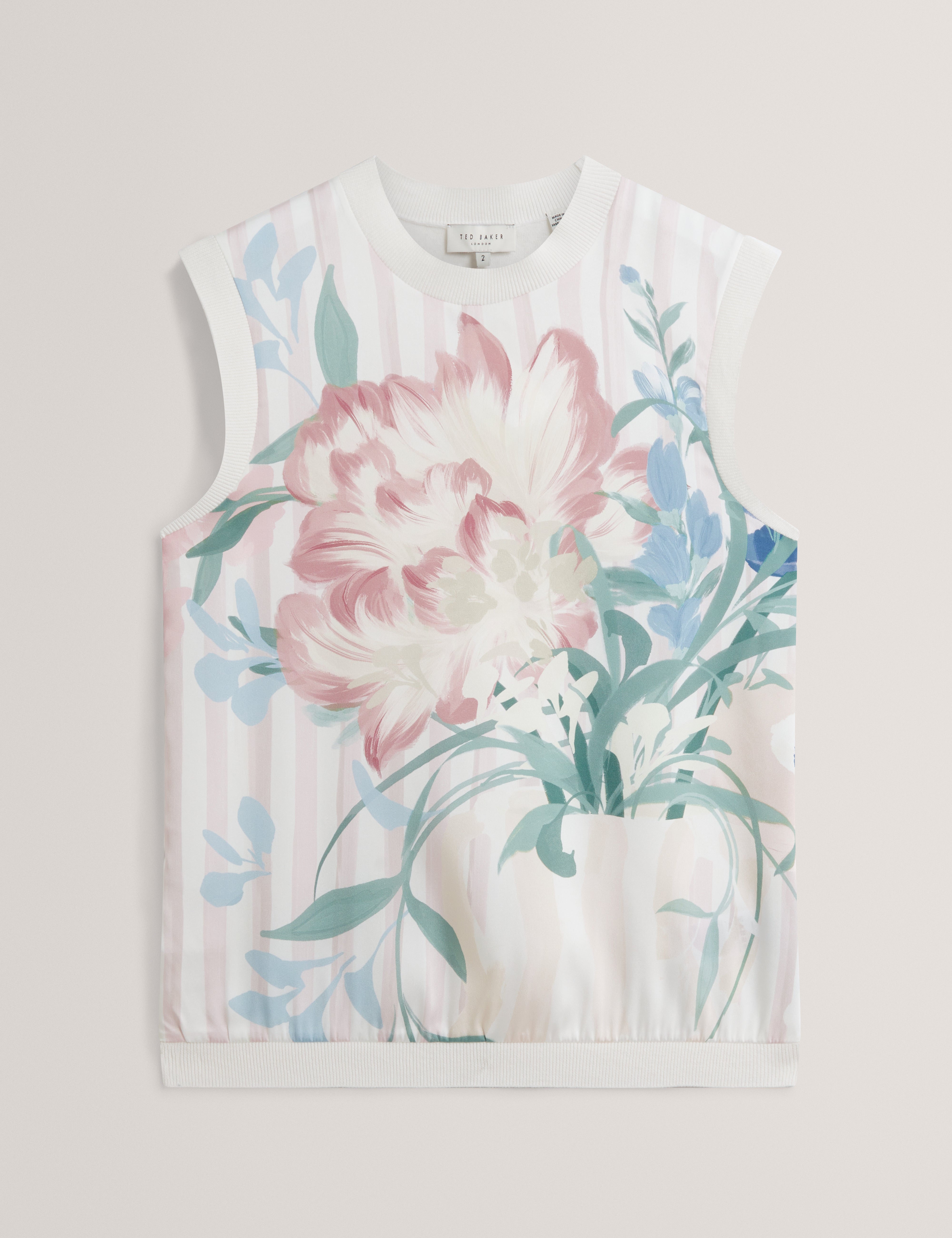 Pavonia Printed Woven Front Tank Top Pink