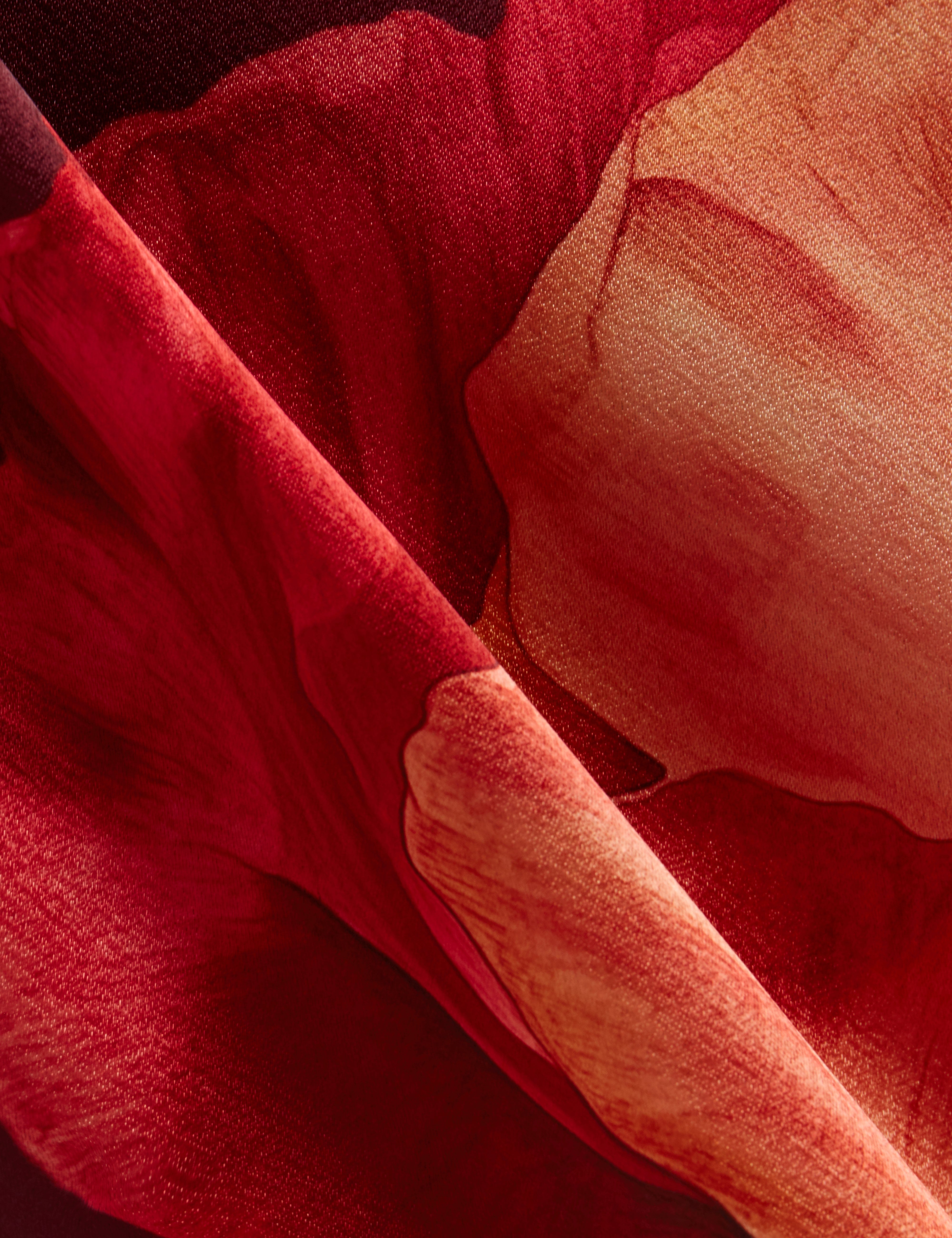 Remiie V Neck Printed Midi Dress Oxblood