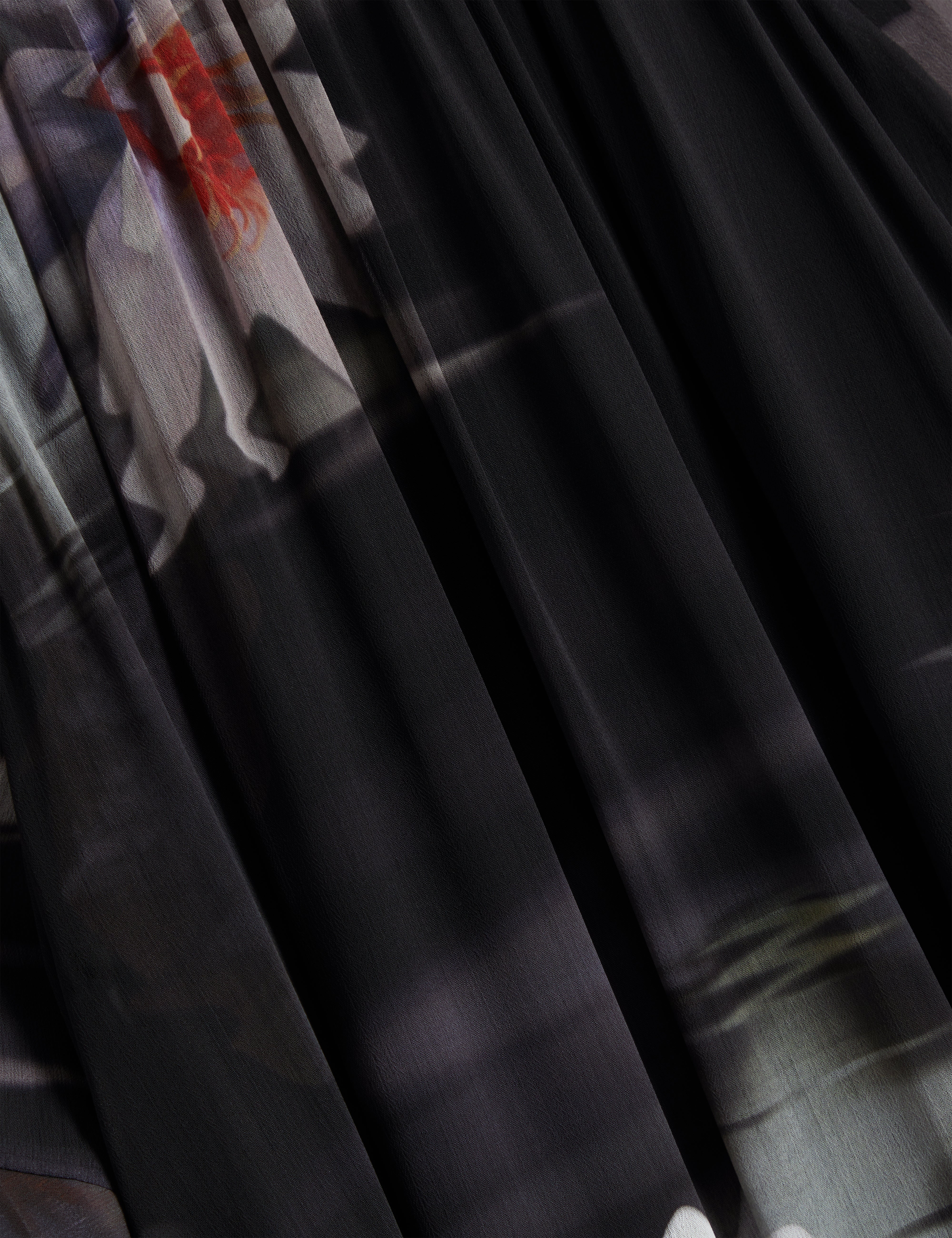 Moliia Ruffled Long Sleeve Printed Maxi Dress Black