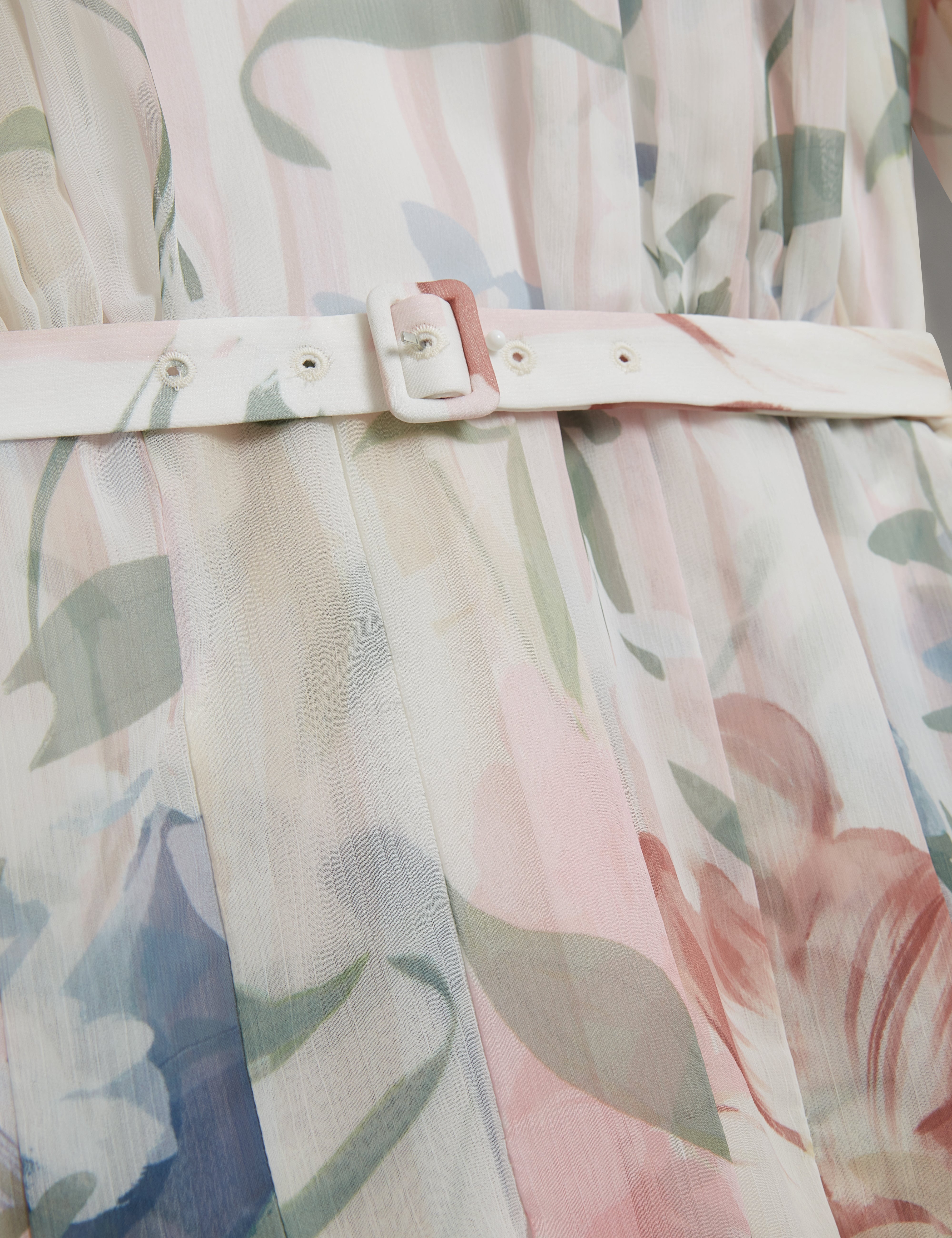 فستان مالميا قصير مطبوع ومطوي باللون الوردي