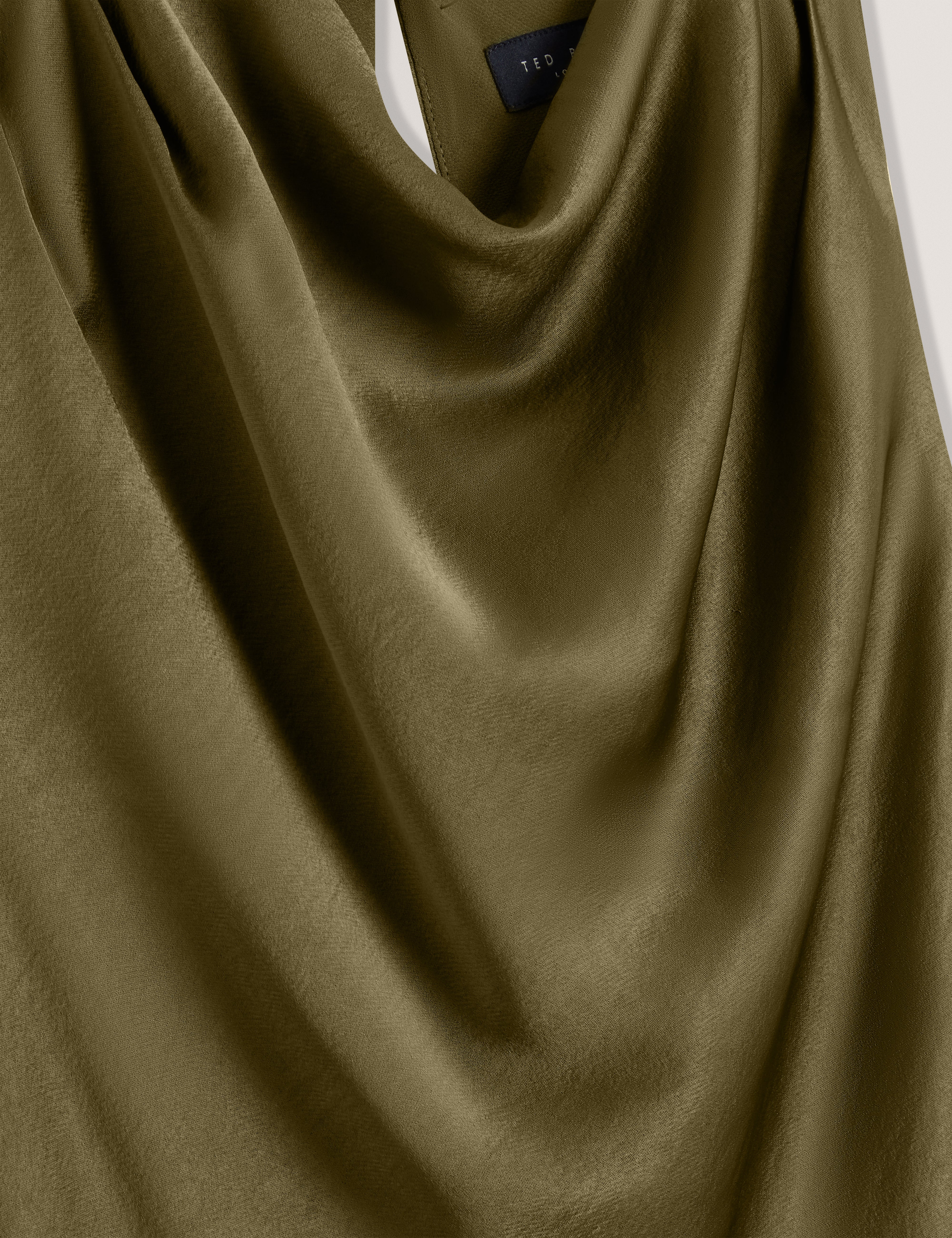 Liimaa Drape Neck Midi Dress Khaki