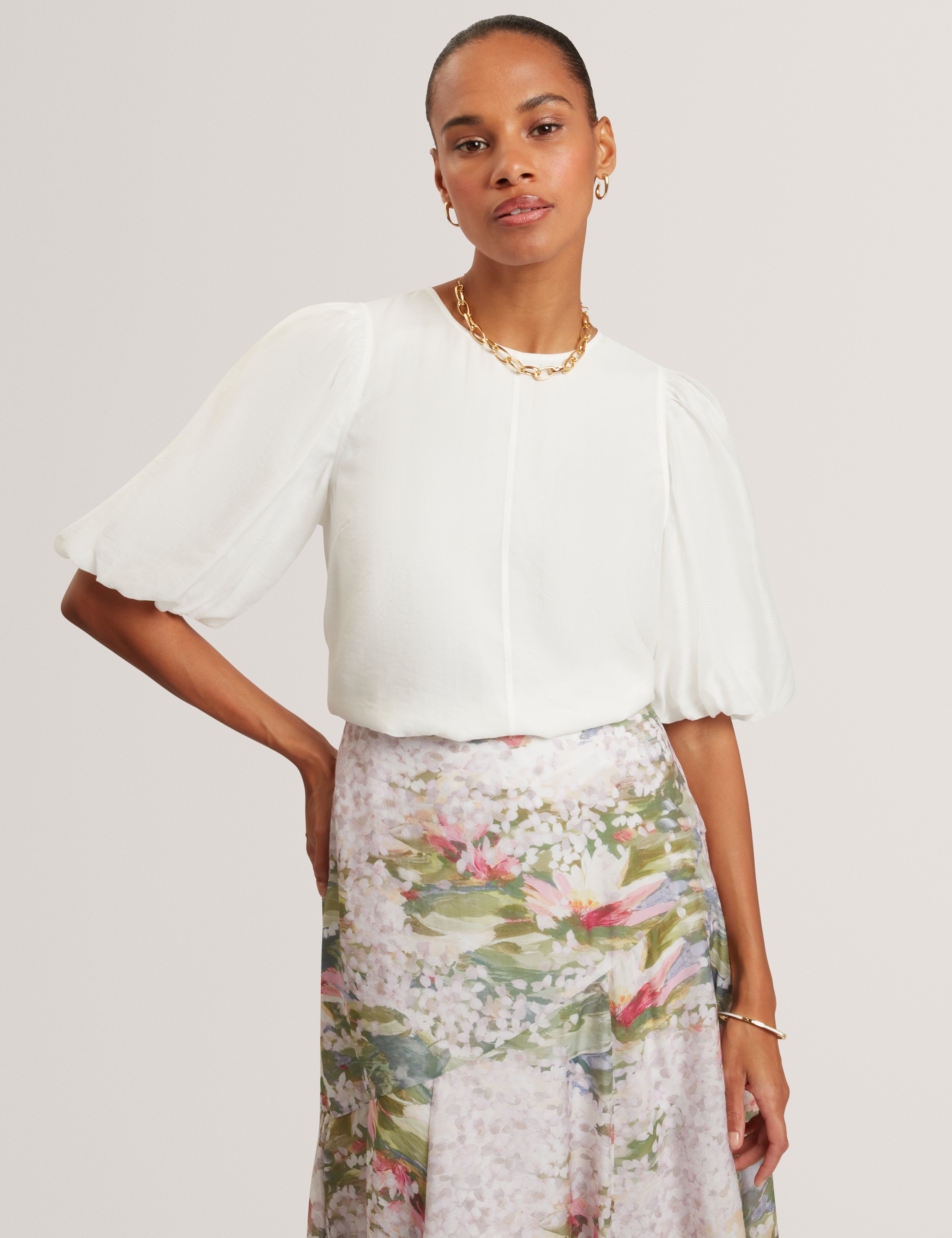 Elni Puff Sleeve Top Ivory
