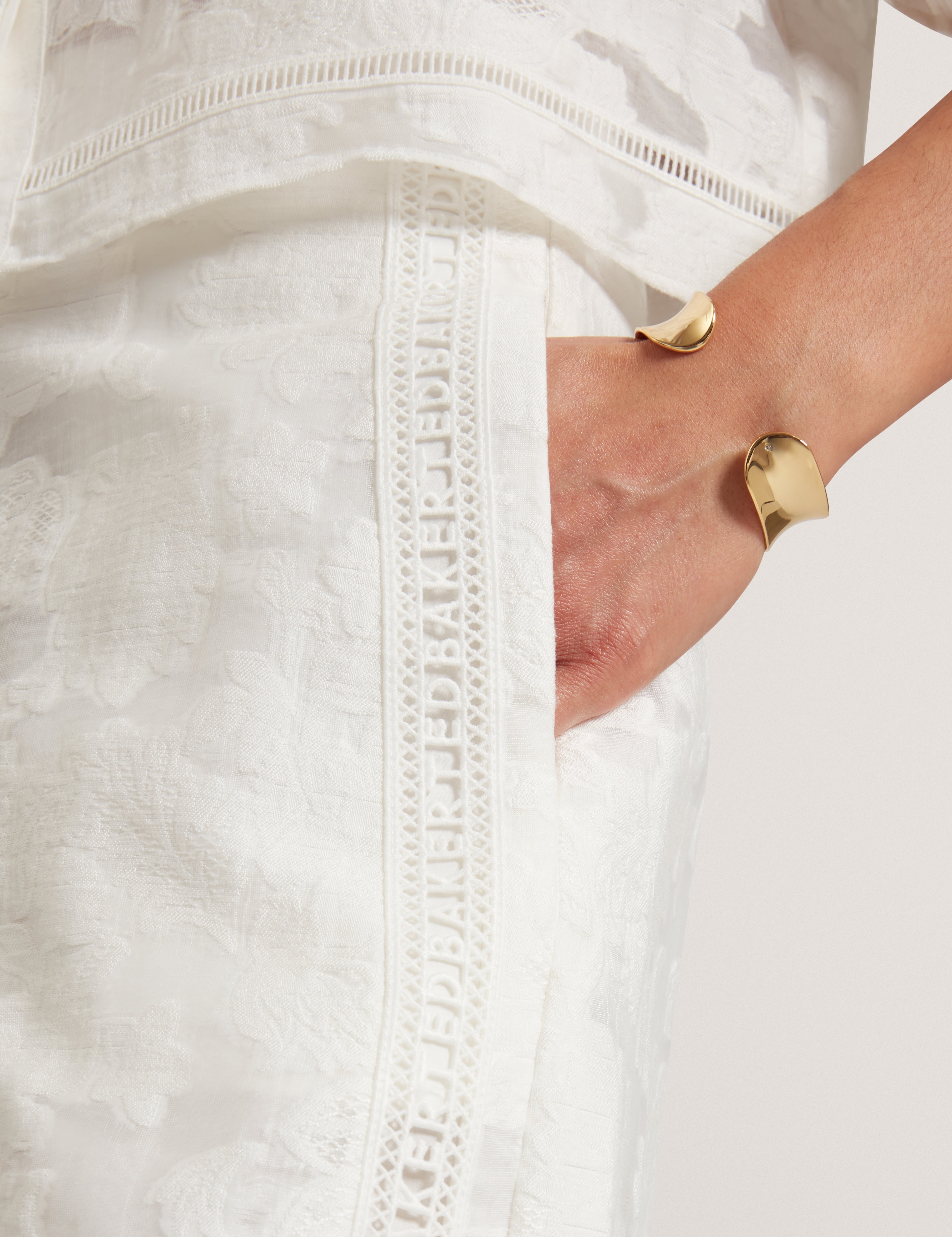 Faena Textured Short With Ladder Trim Detail White