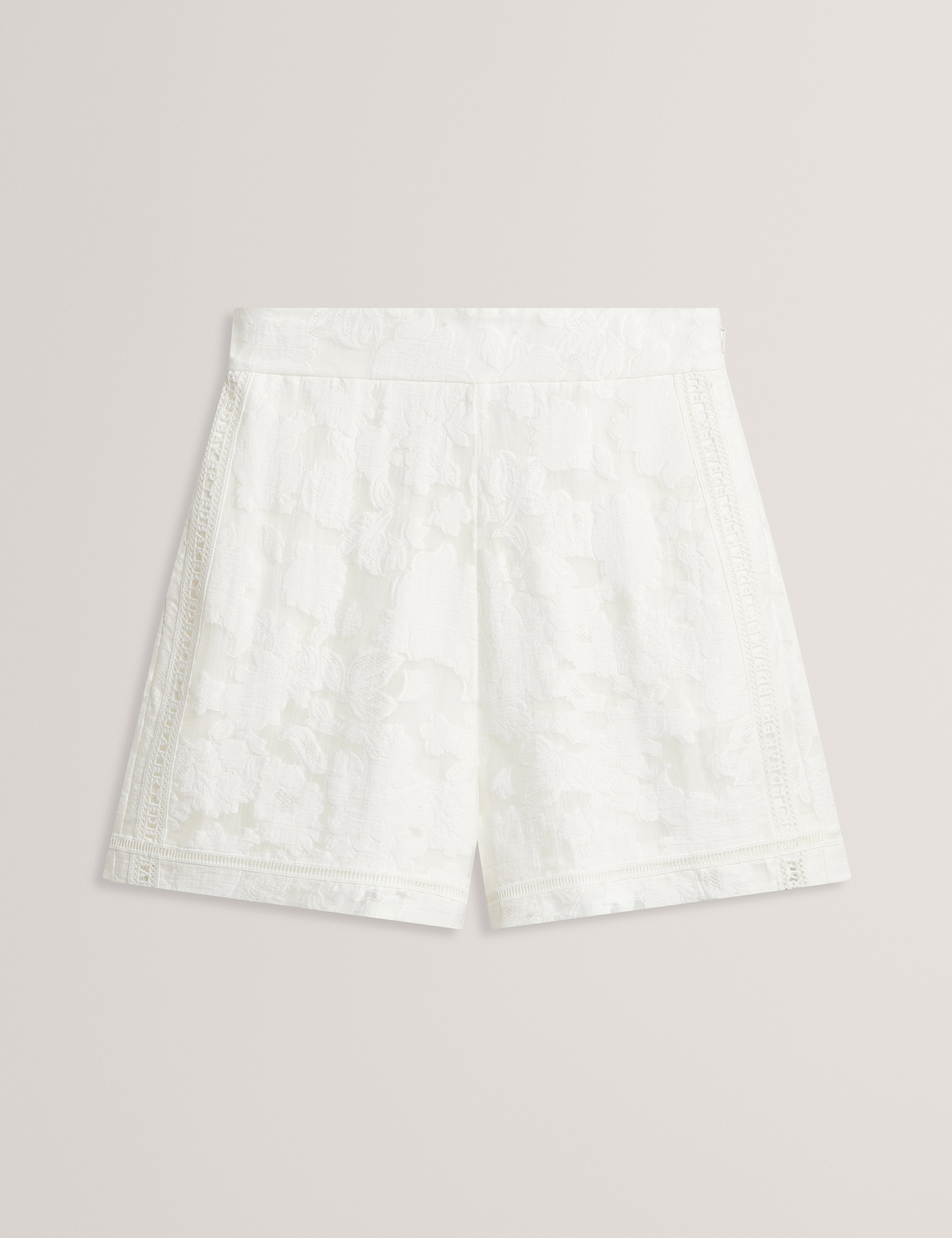 Faena Textured Short With Ladder Trim Detail White
