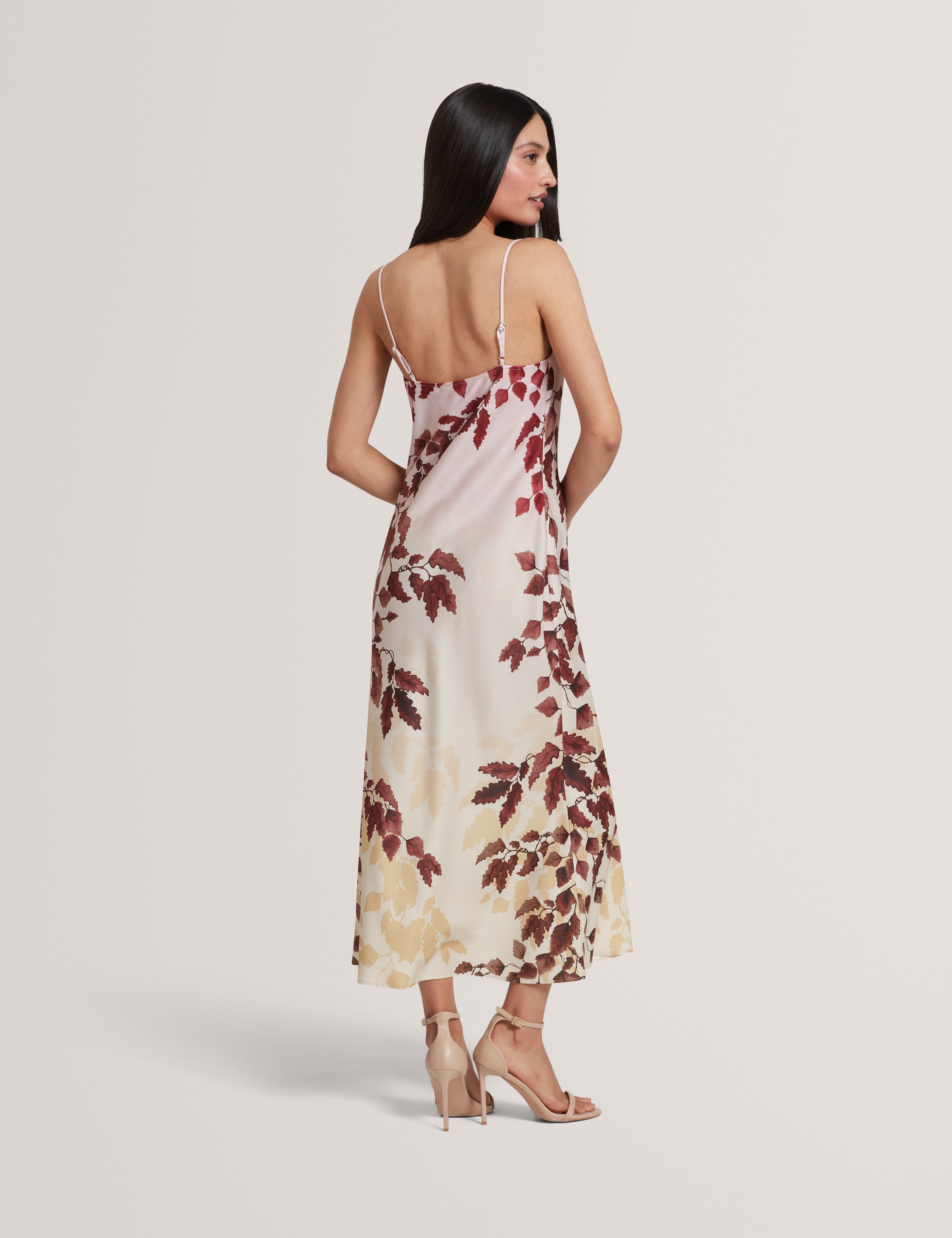 Lottiia Cami Cowl Bias Cut Midi Dress Rosegd-Col