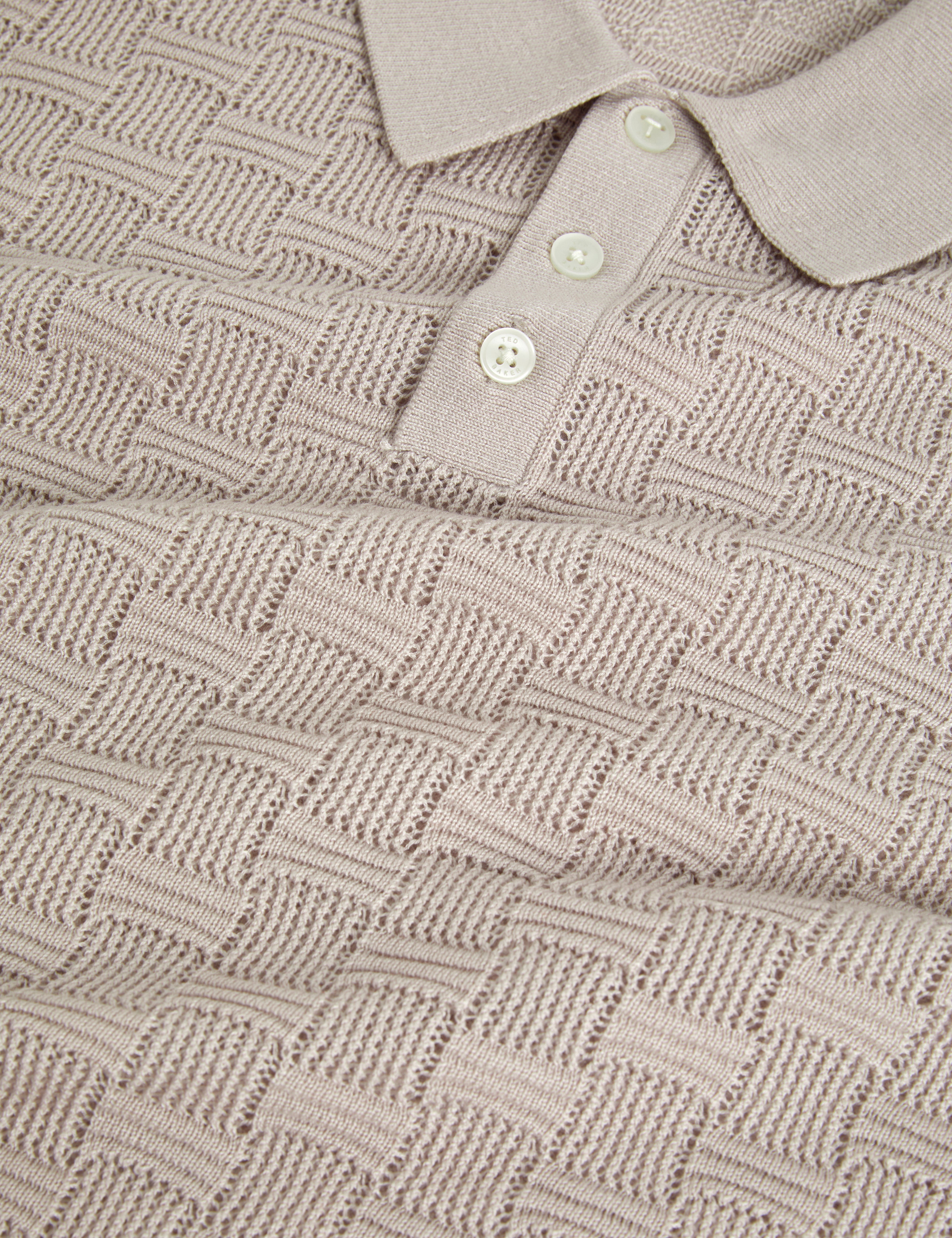 Osaka Short Sleeve Stitch Interest Polo Taupe