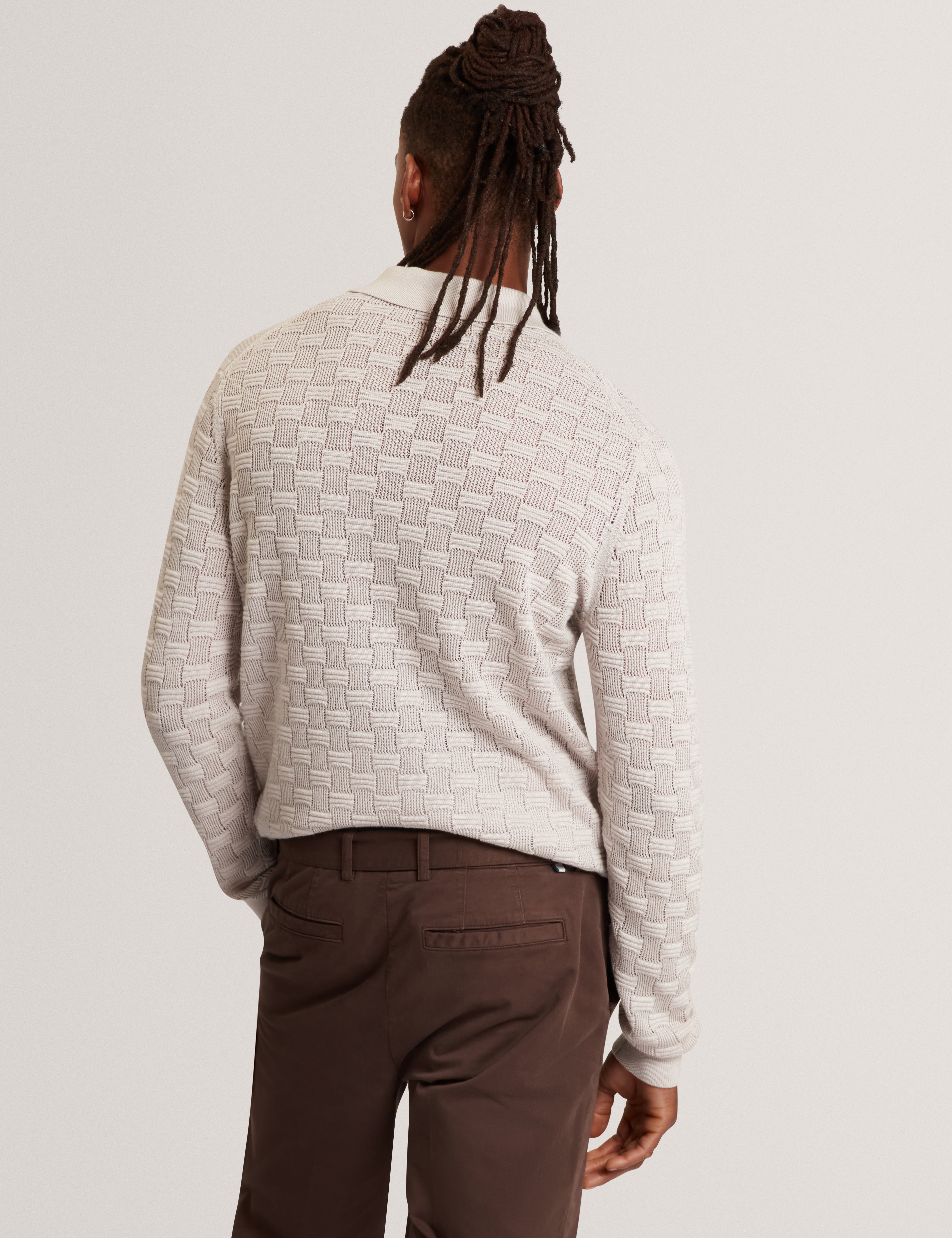 Osaka Short Sleeve Stitch Interest Polo Taupe