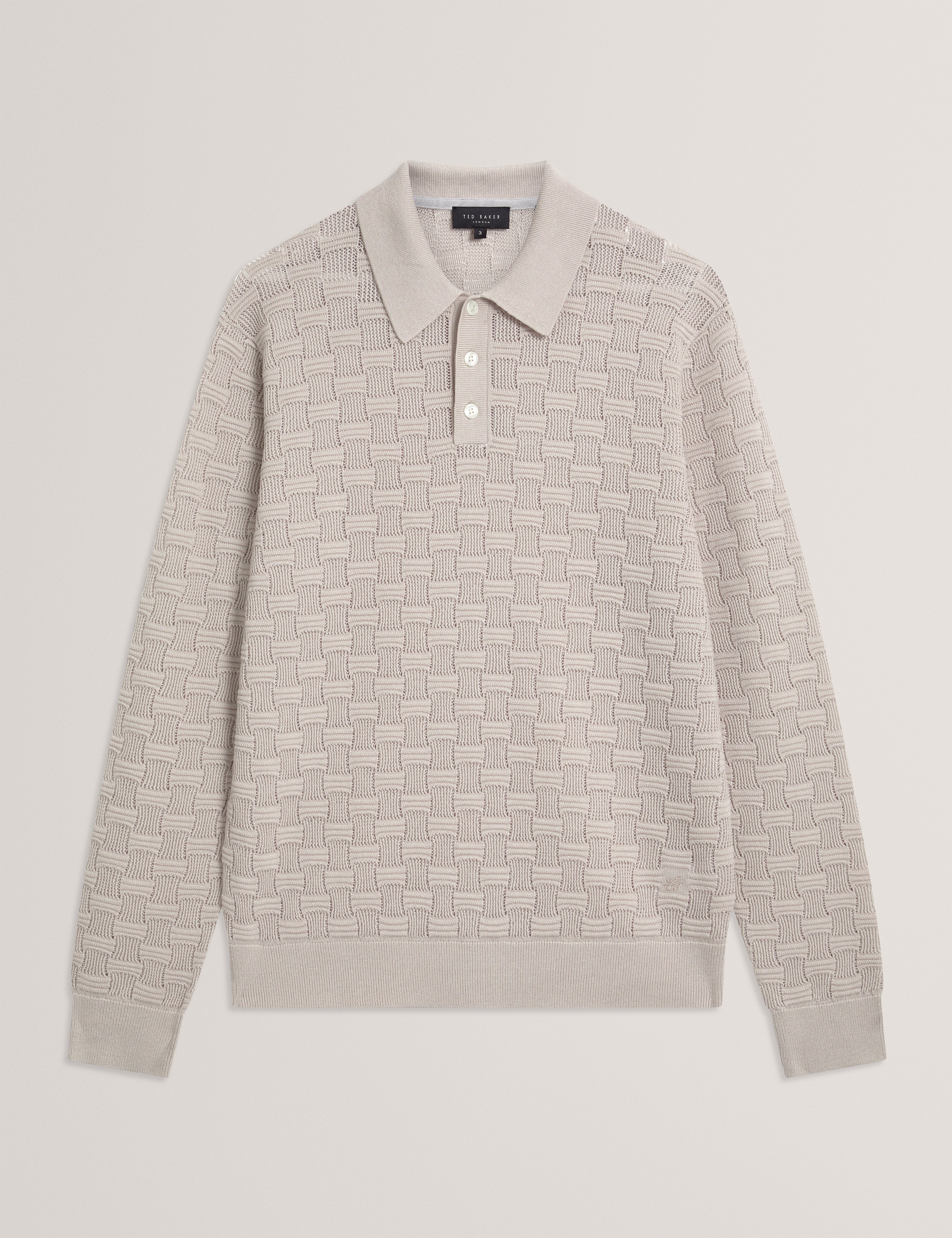 Osaka Short Sleeve Stitch Interest Polo Taupe