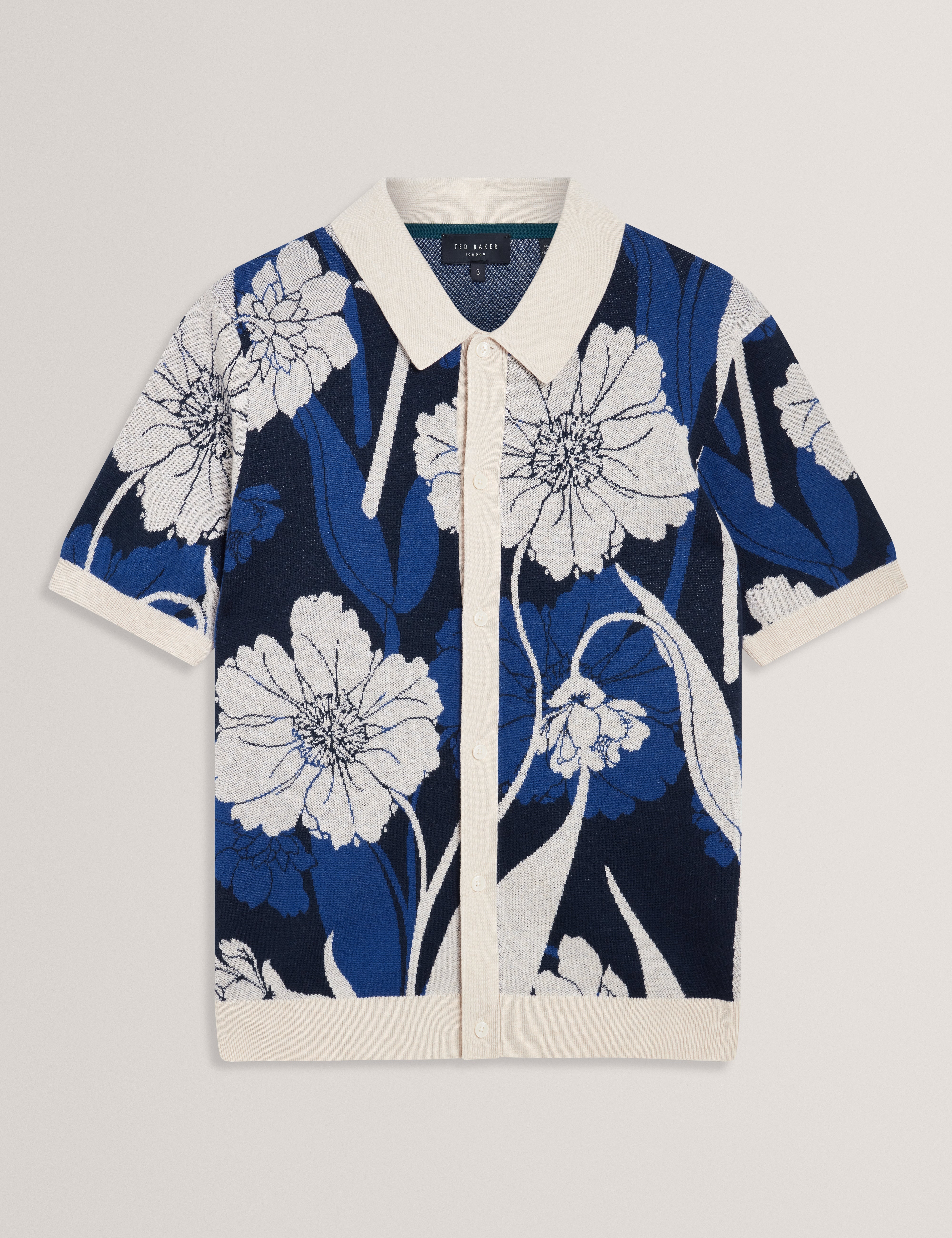 Aldery Ss Floral Jacquard Polo Brt-Blue