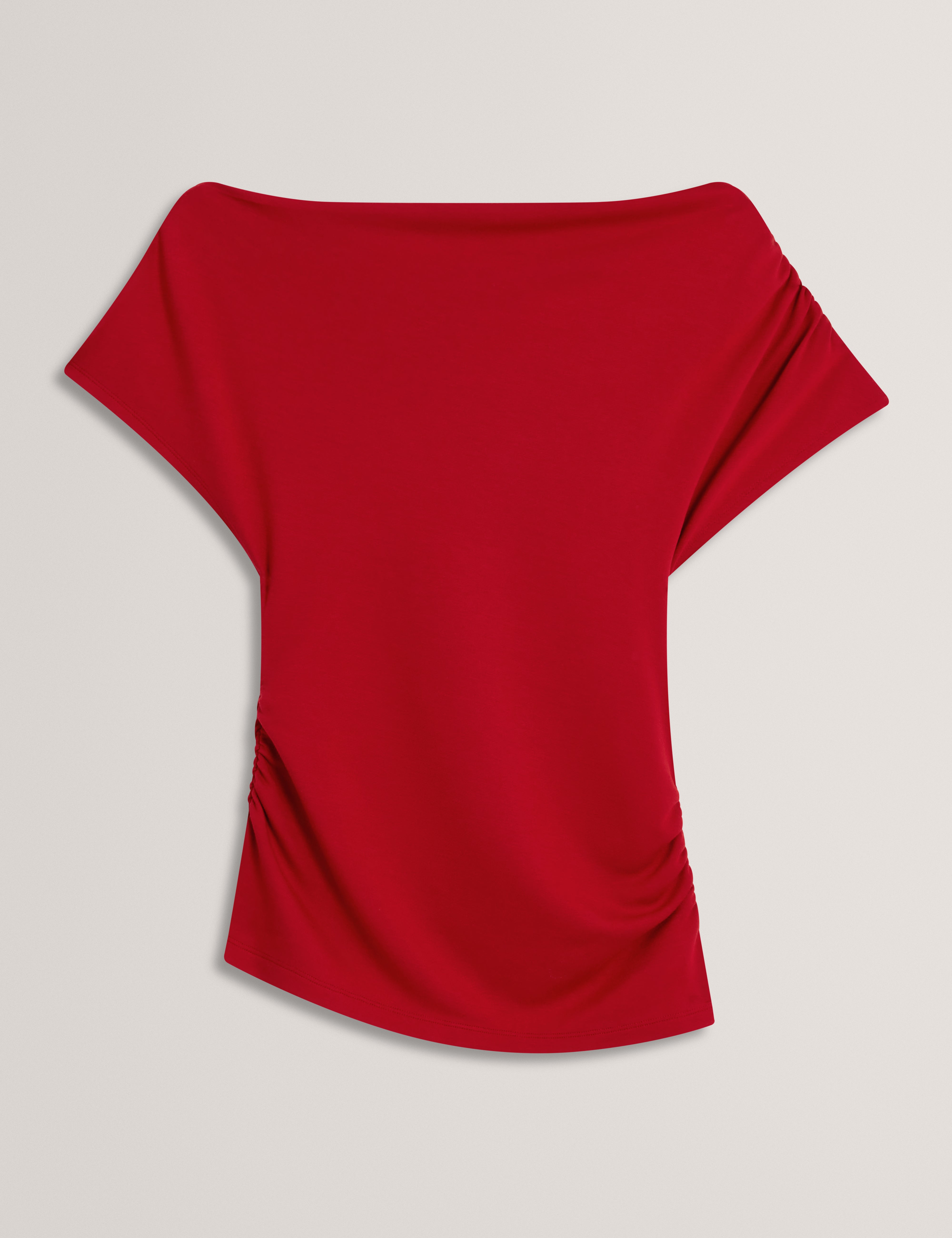 Hycilla Jersey Asymmetric Neck Top Red