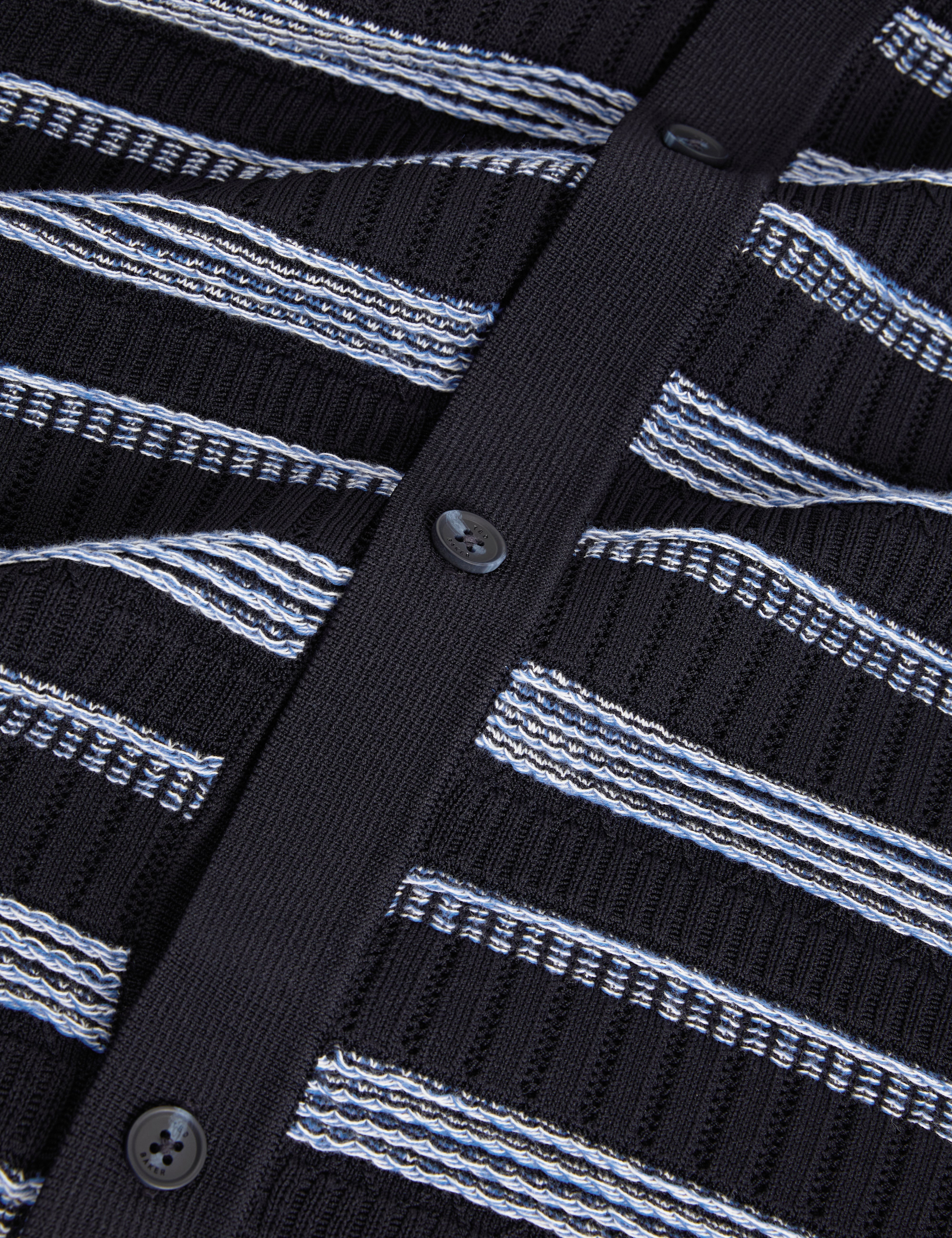 Florem Ss Stripe Stitch Interest Polo Navy
