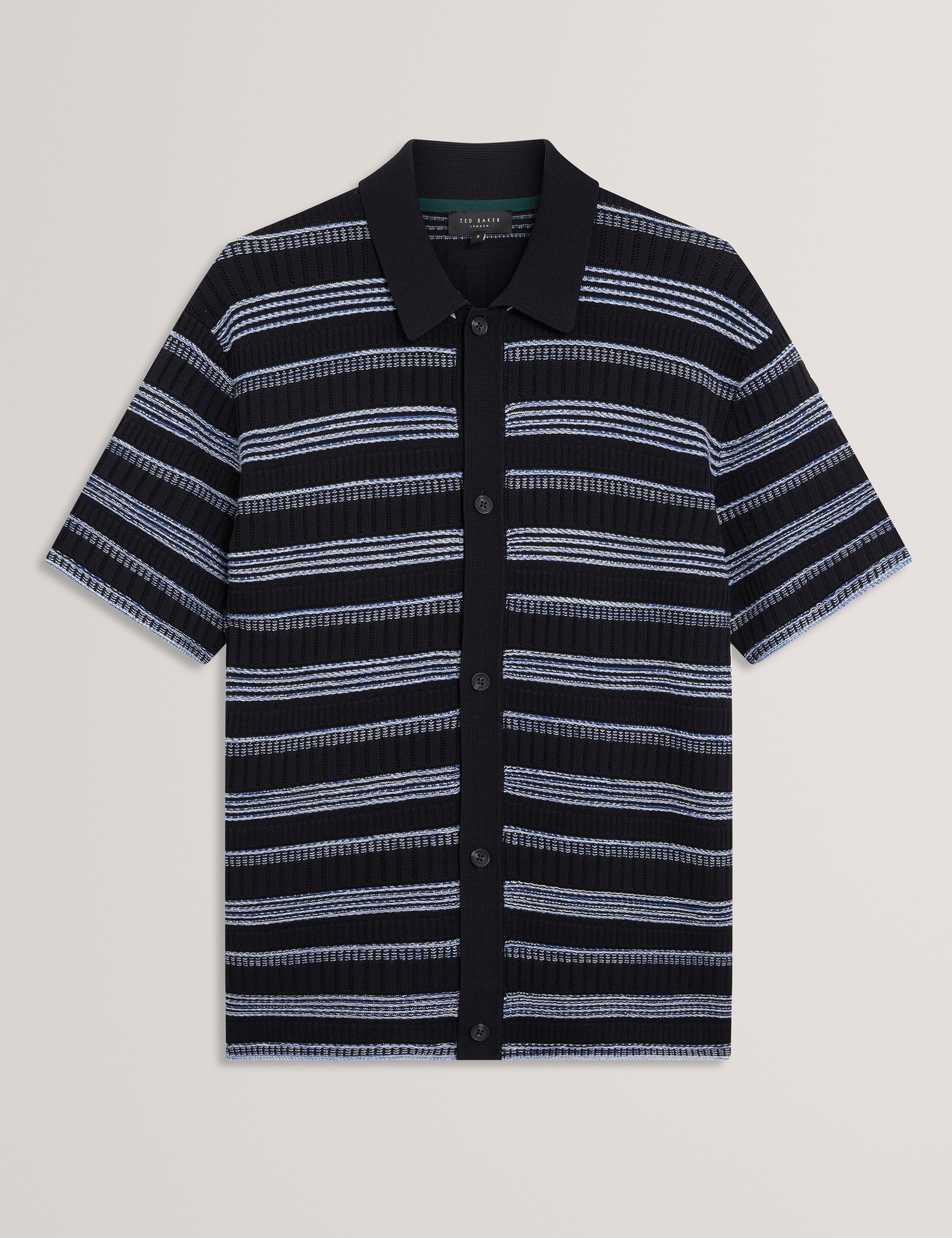 Florem Ss Stripe Stitch Interest Polo Navy