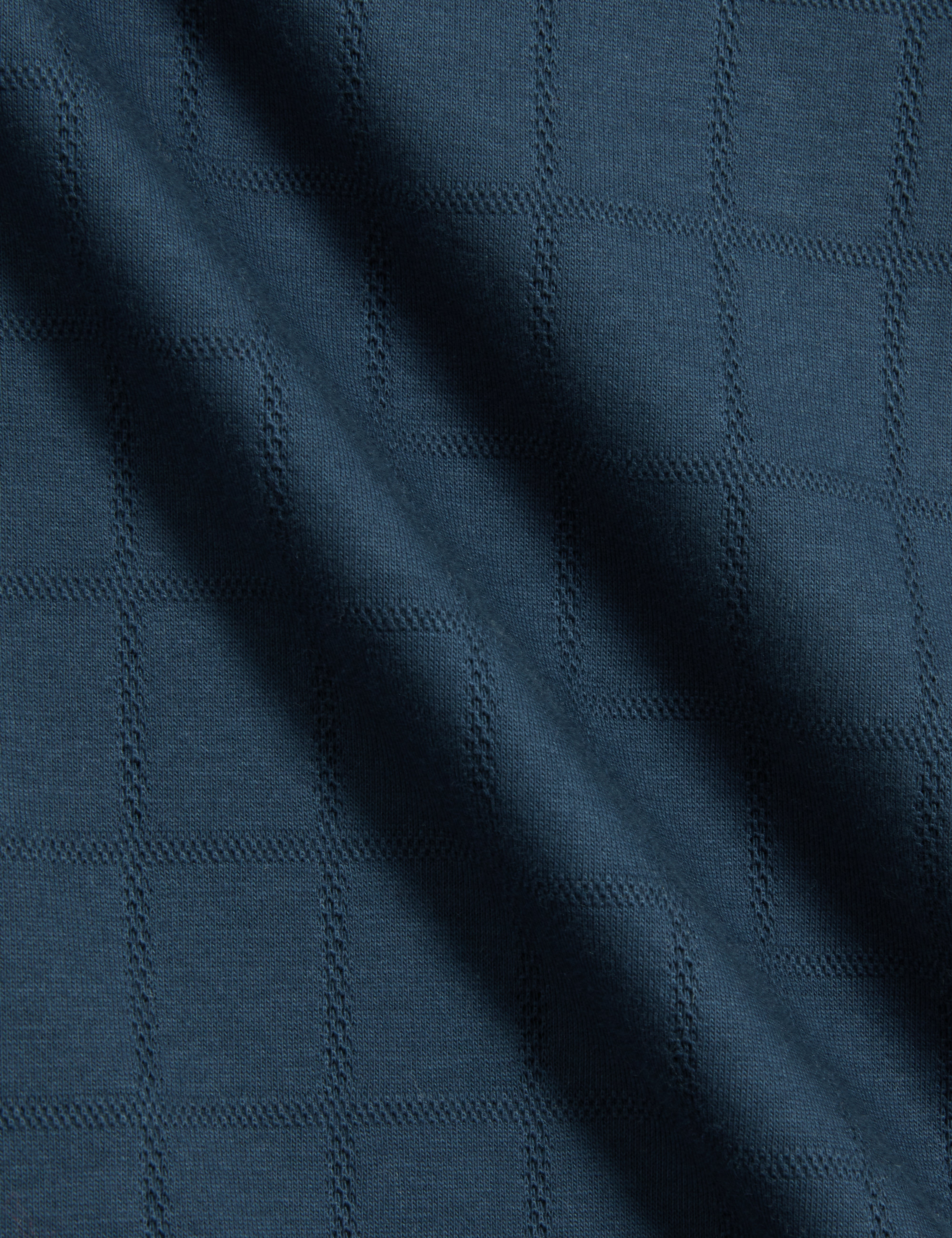 Heminwy Short Sleeve Square Jacquard T-Shirt Mid-Navy