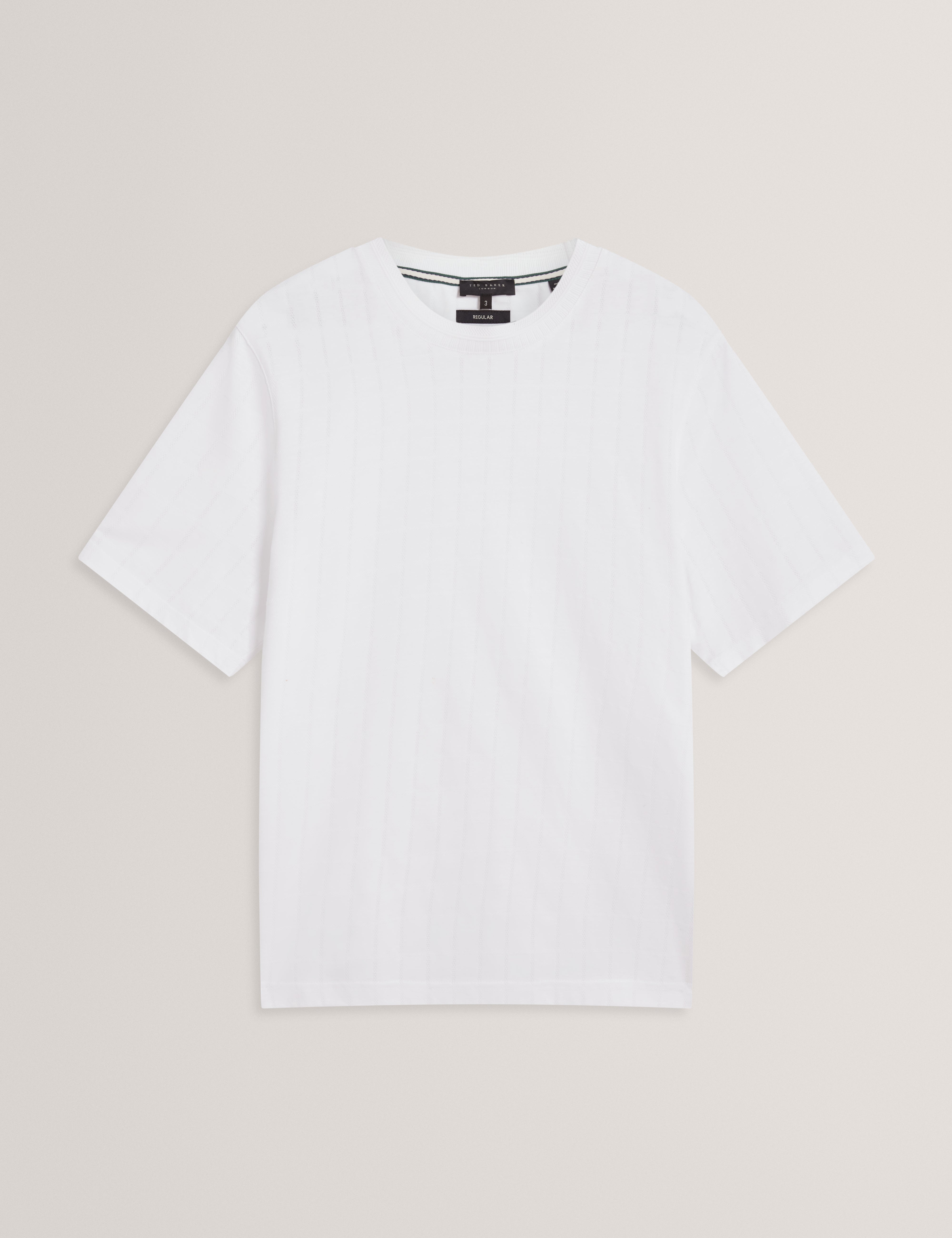 Heminwy Short Sleeve Square Jacquard T-Shirt White