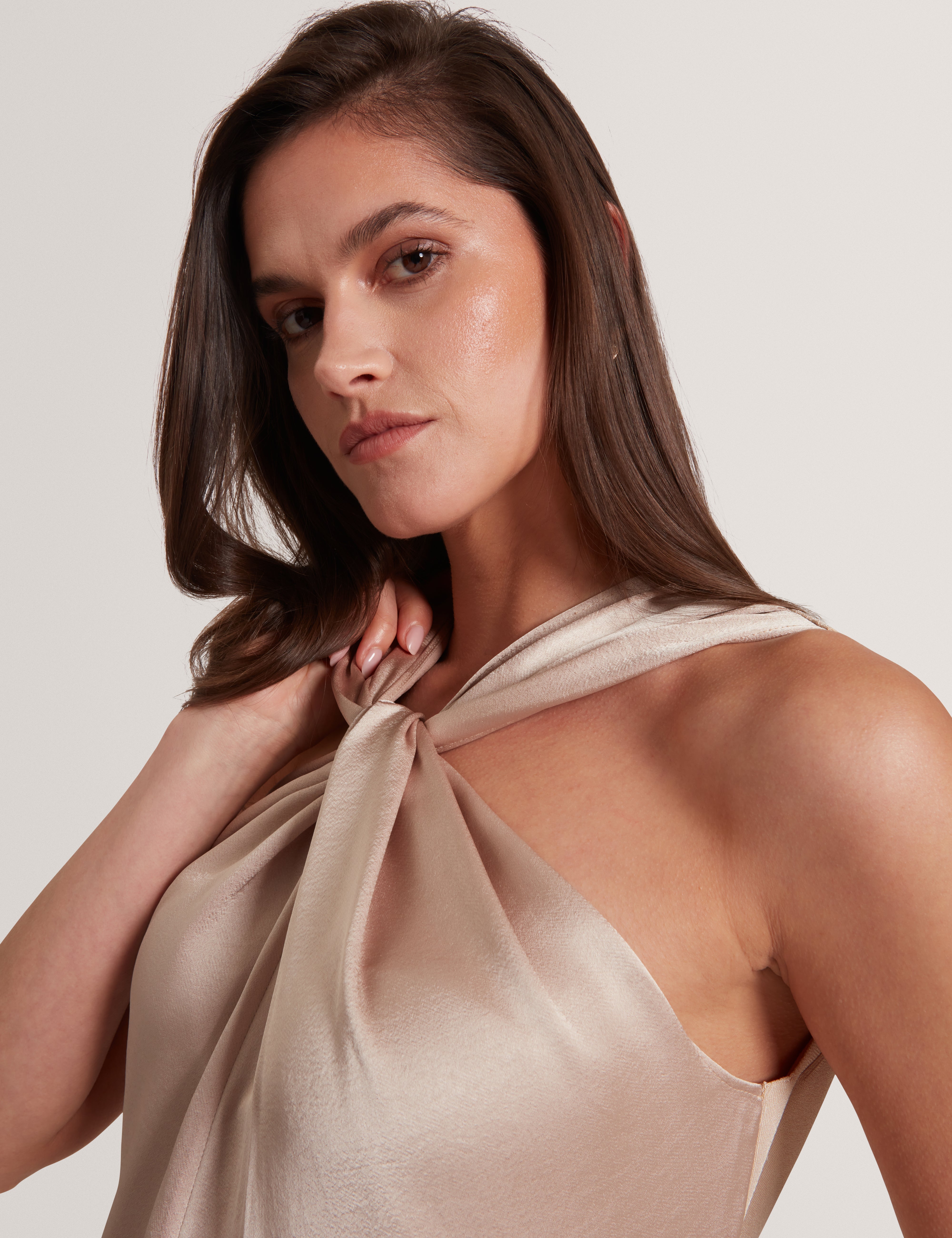 Myllia Knitted Twist Neck Top Gold