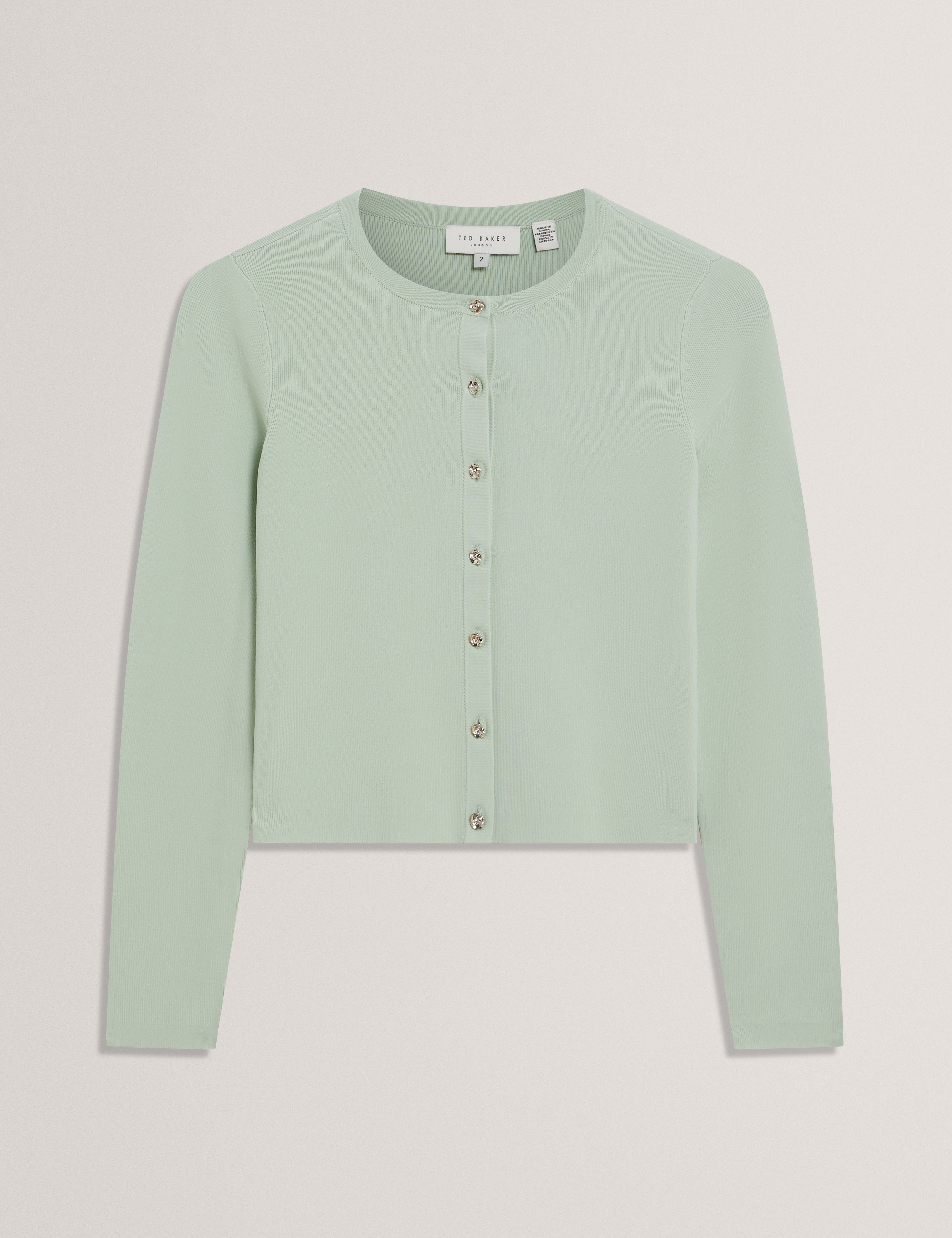 Vedla Cropped Crew Neck Cardigan Pl-Green