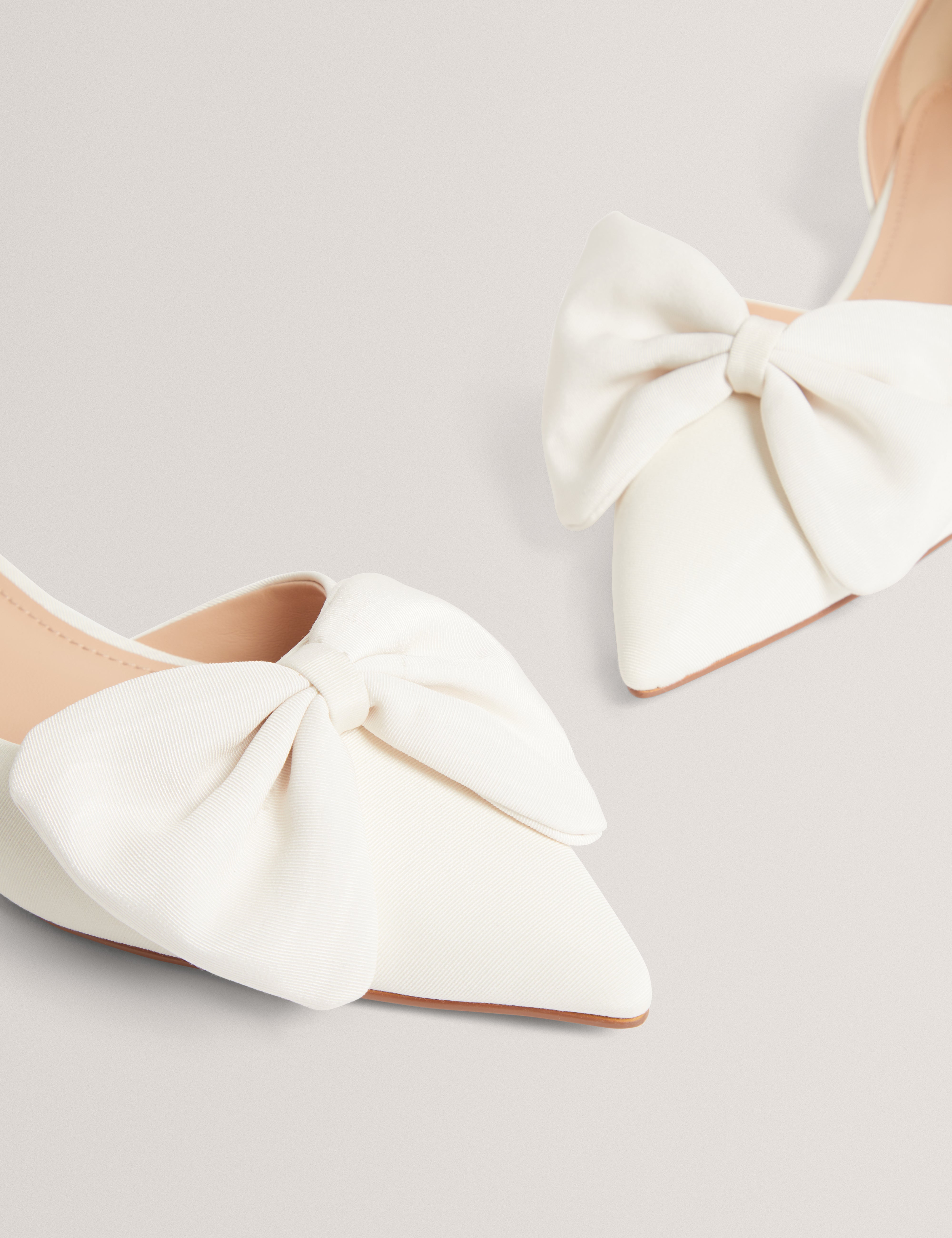 Soufiya Satin Bow Detail Flat Ivory